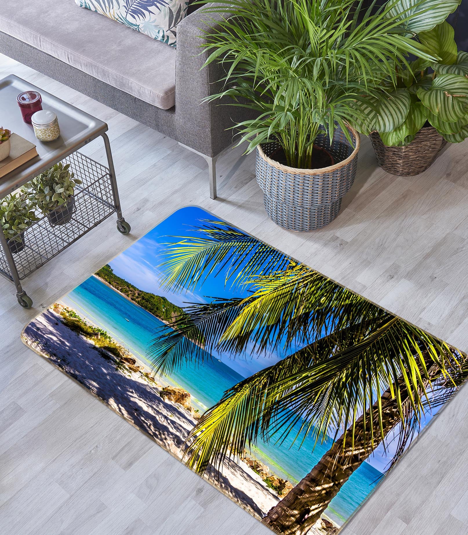 3D Seaside Coconut Tree 29210 Non Slip Rug Mat
