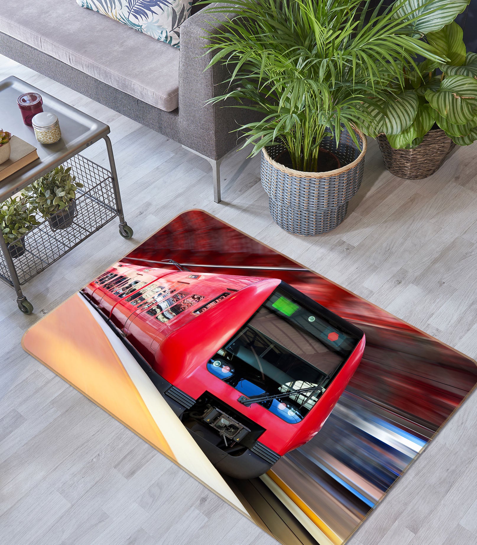 3D Red Train 68104 Vehicle Non Slip Rug Mat