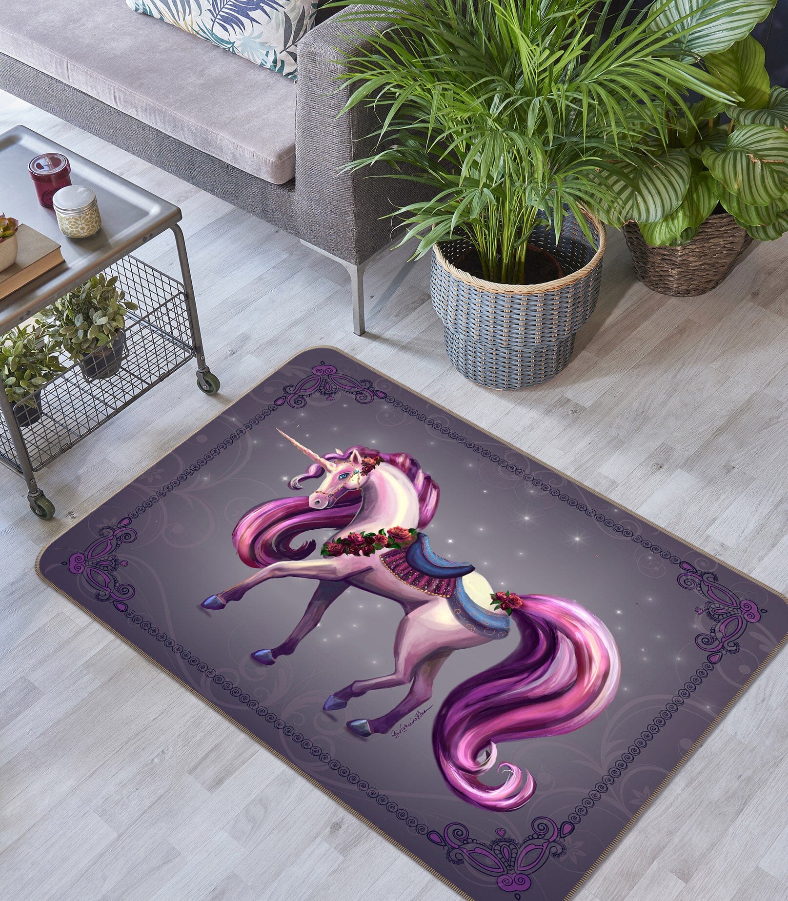3D Princess Unicorn 3014 Rose Catherine Khan Rug Non Slip Rug Mat Mat AJ Creativity Home 