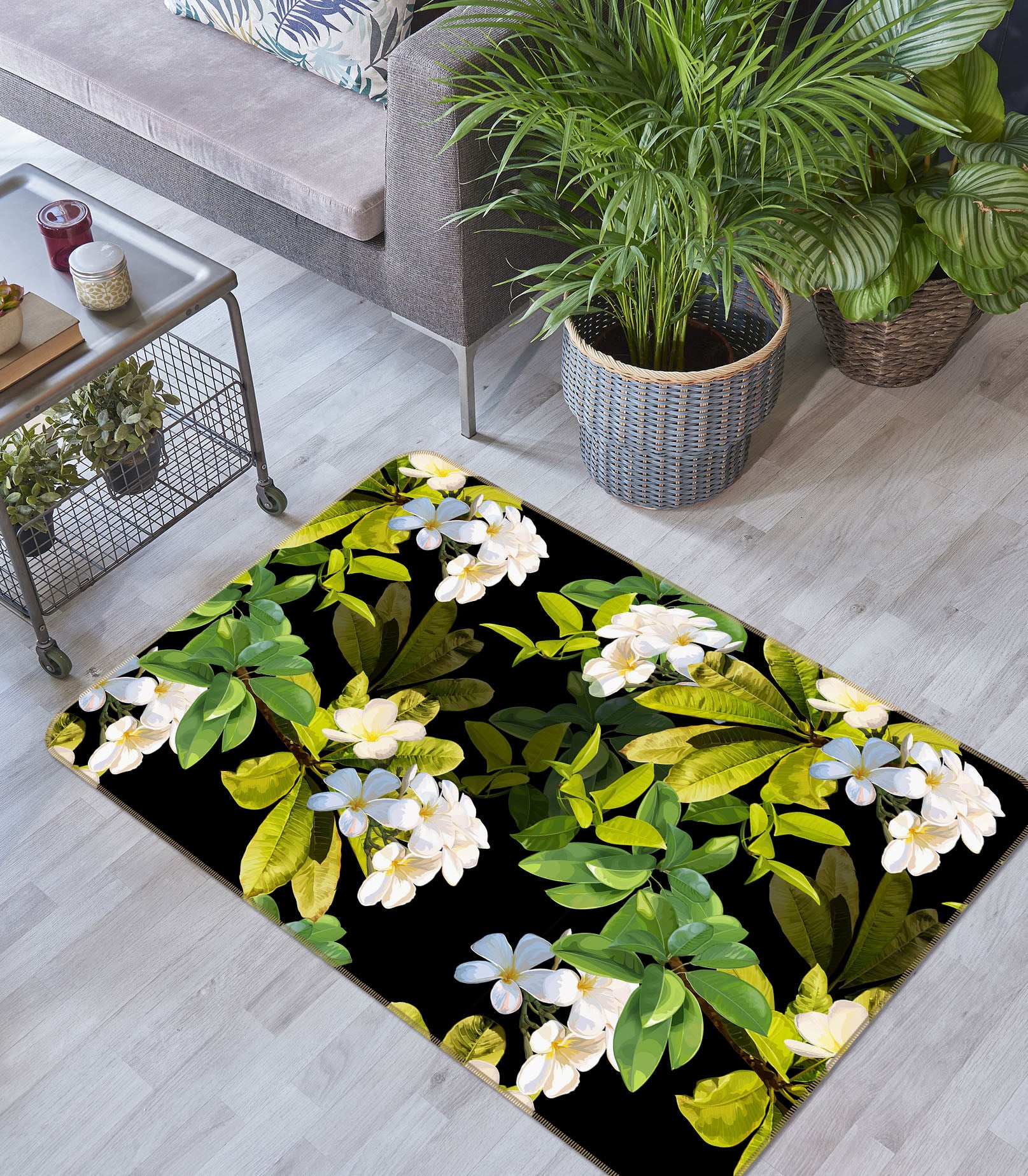3D Leaves Flower 31029 Non Slip Rug Mat