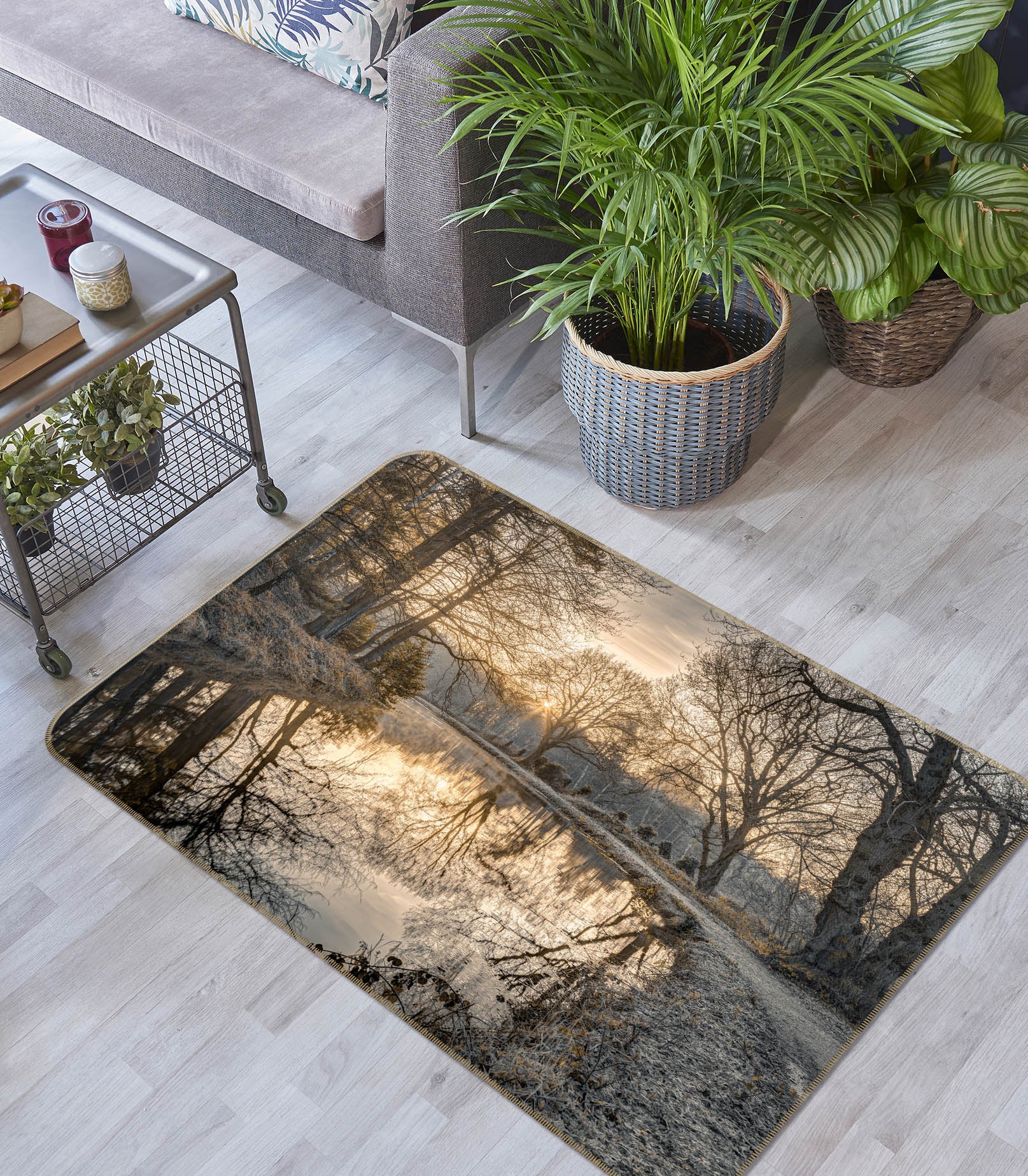 3D Snow Scene Tree 83258 Assaf Frank Rug Non Slip Rug Mat
