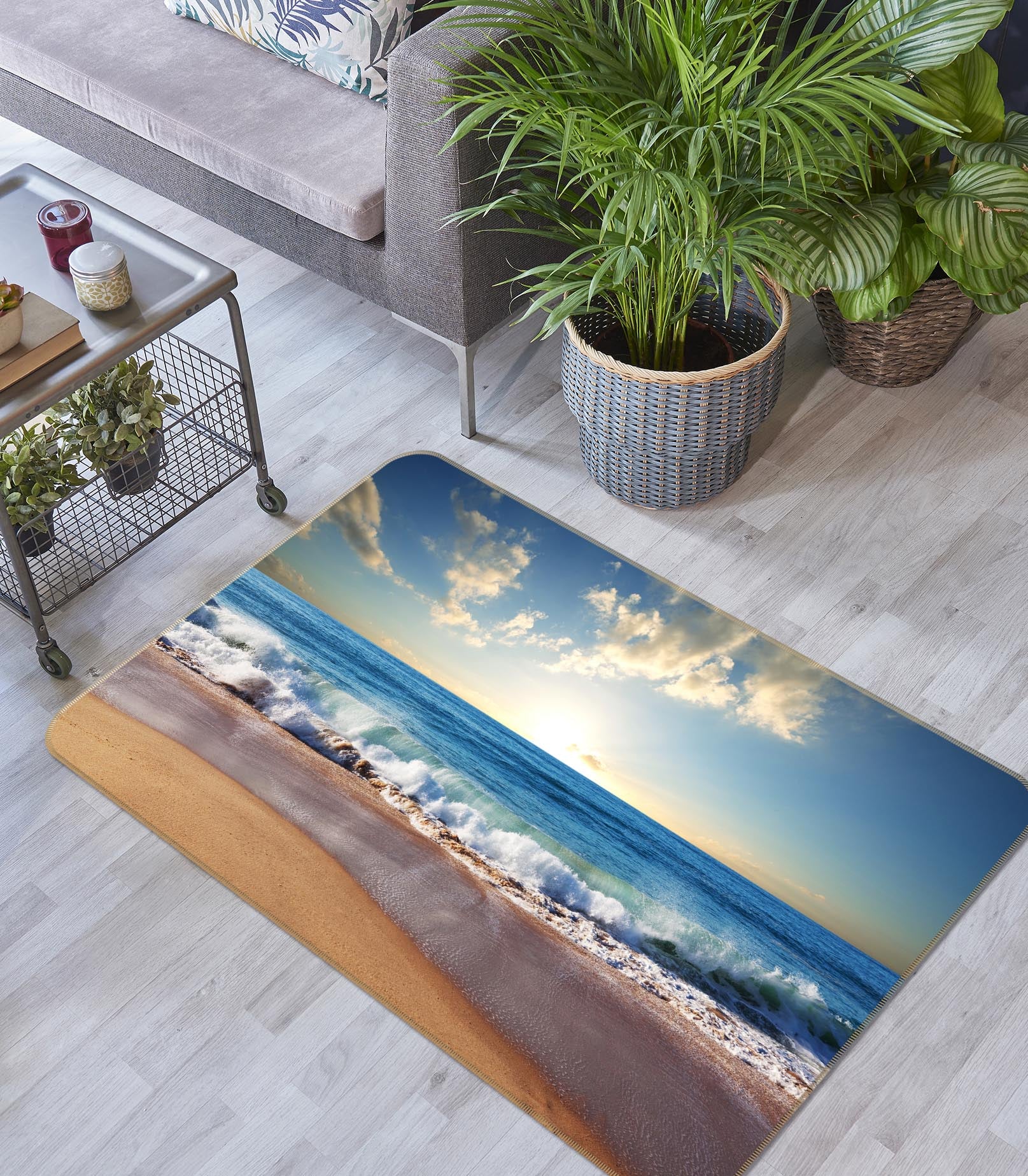 3D Seaside Waves 36036 Non Slip Rug Mat