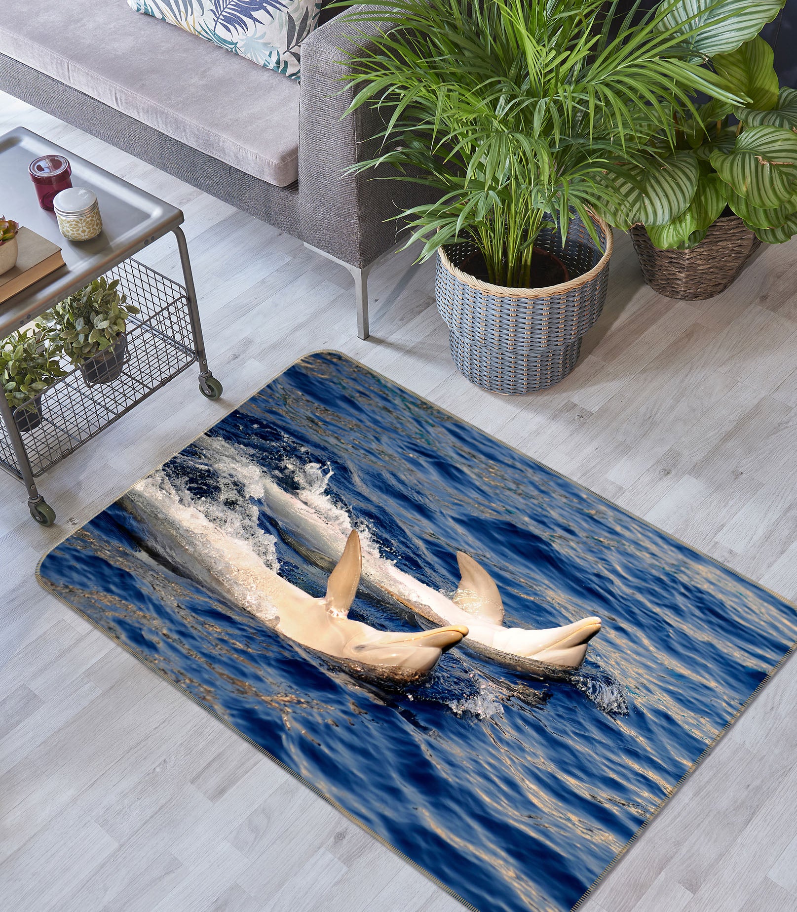 3D Two Dolphins 30134 Non Slip Rug Mat