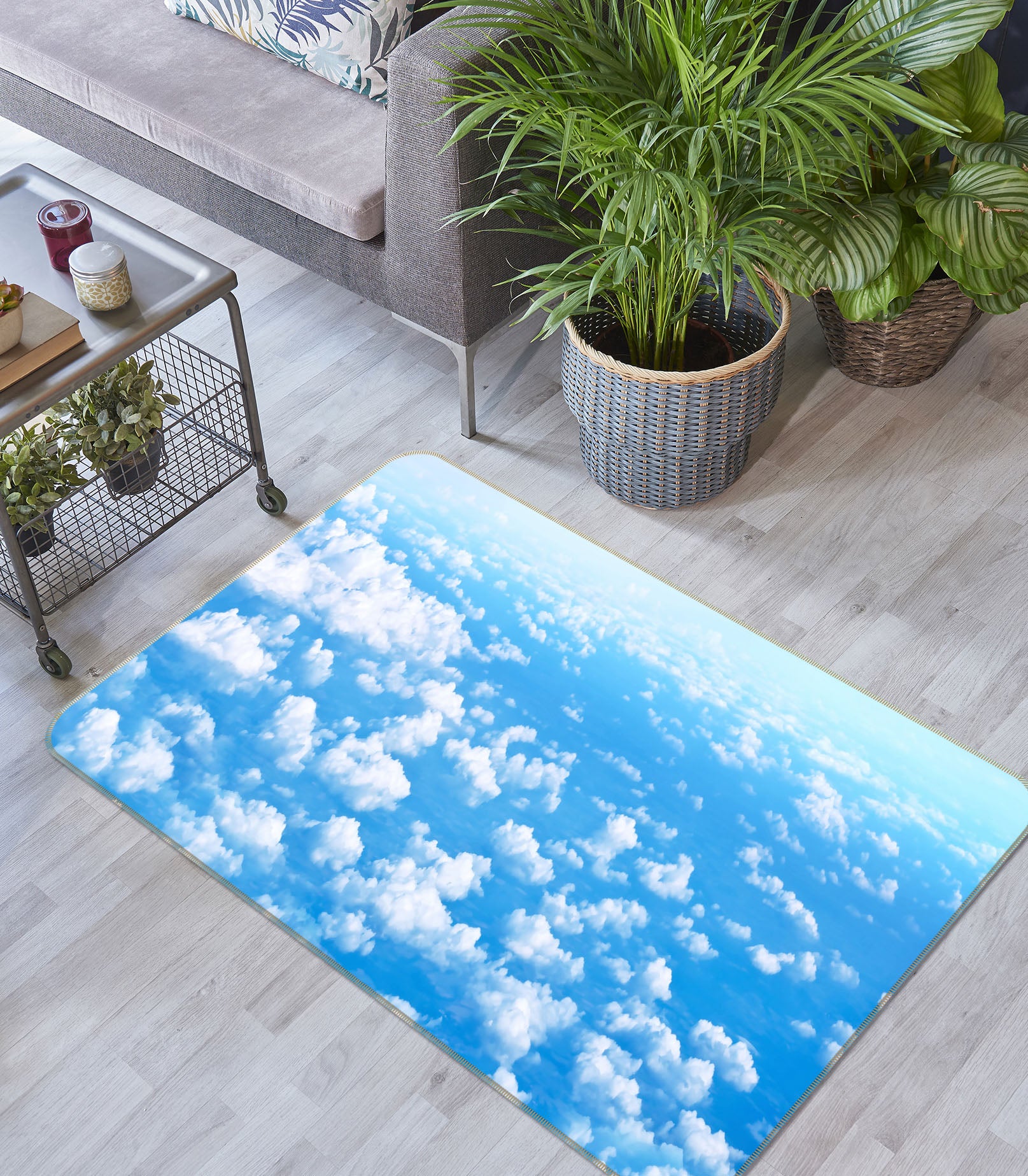 3D Blue Sky White Clouds 65139 Non Slip Rug Mat