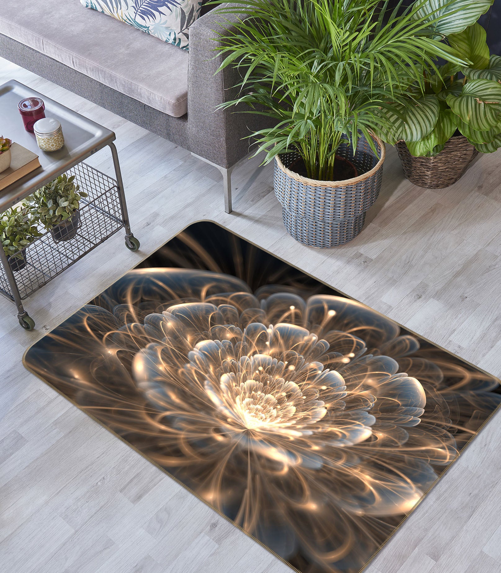 3D Light Flowers 65090 Non Slip Rug Mat