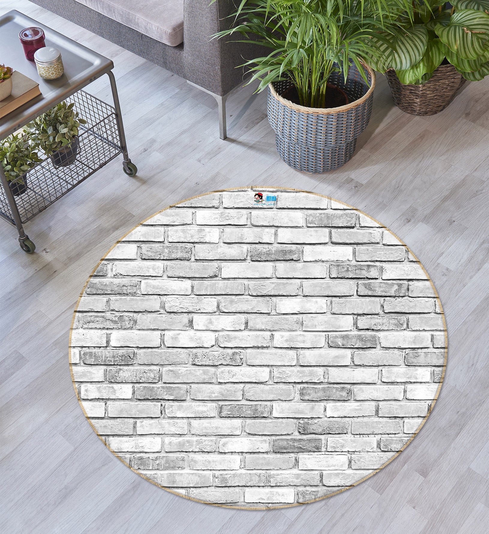 3D Brick Wall 72109 Round Non Slip Rug Mat