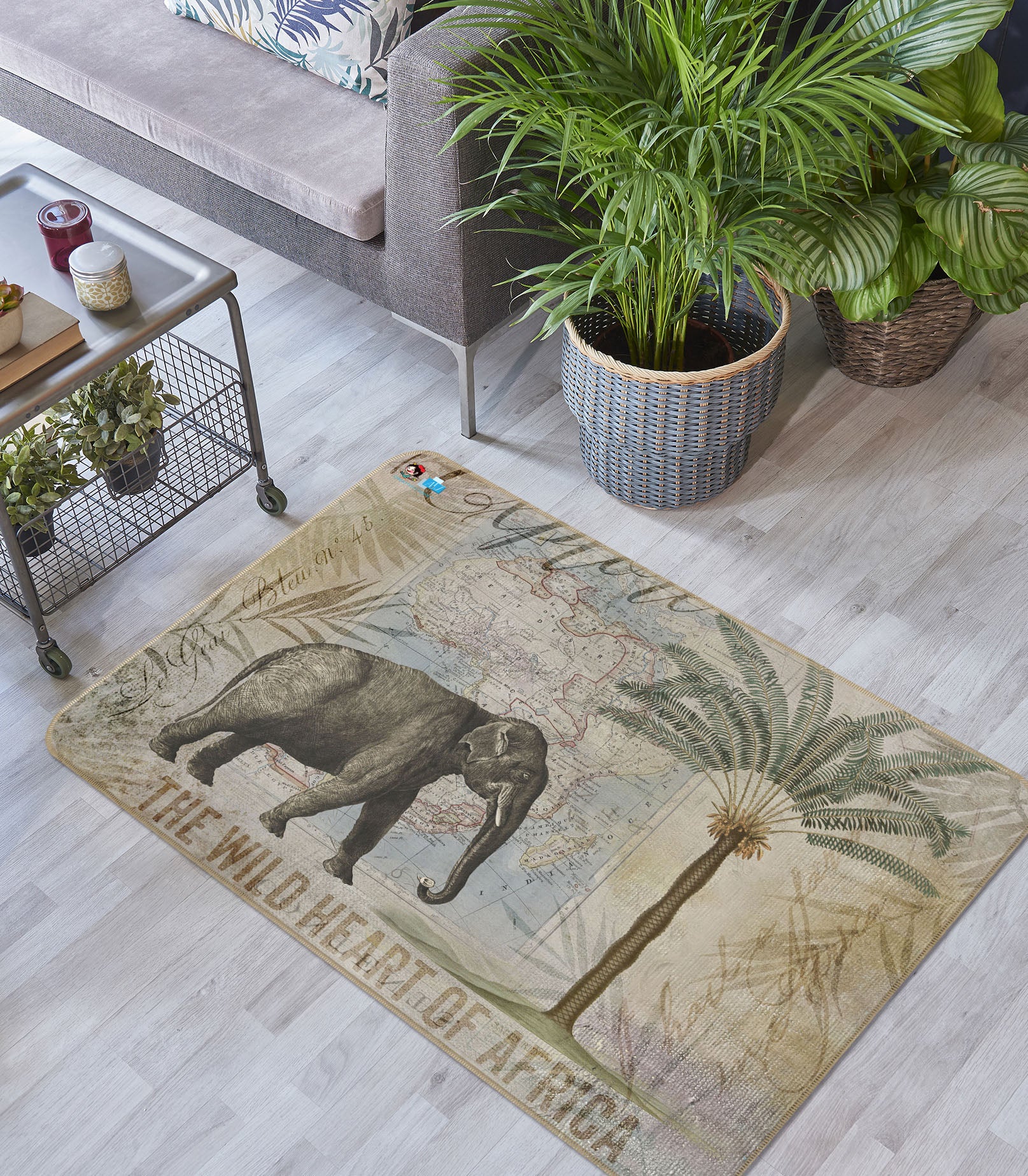 3D Elephant Trees 83002 Andrea haase Rug Non Slip Rug Mat