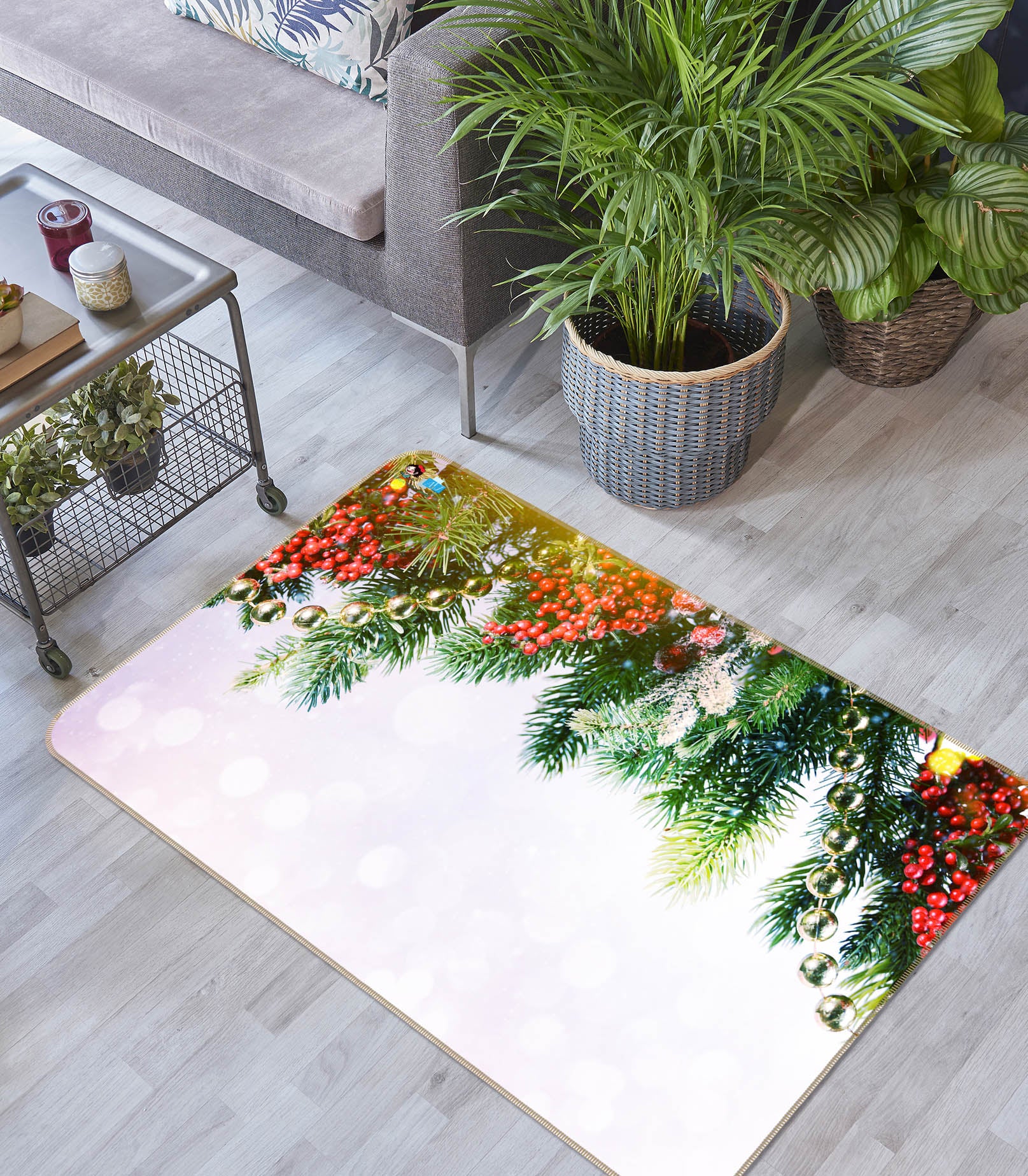 3D Branch 55084 Christmas Non Slip Rug Mat Xmas