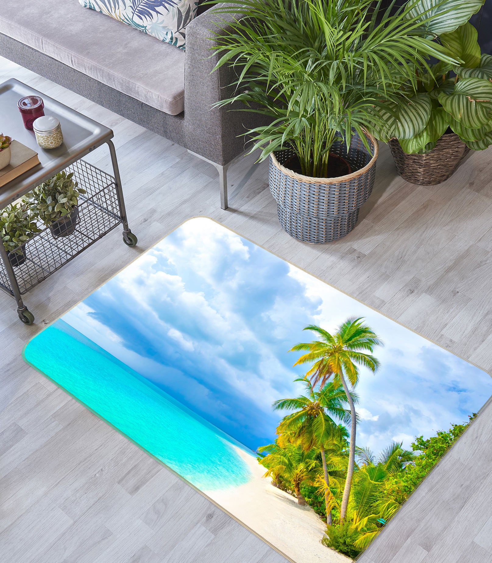 3D Seaside Coconut Tree 77149 Non Slip Rug Mat