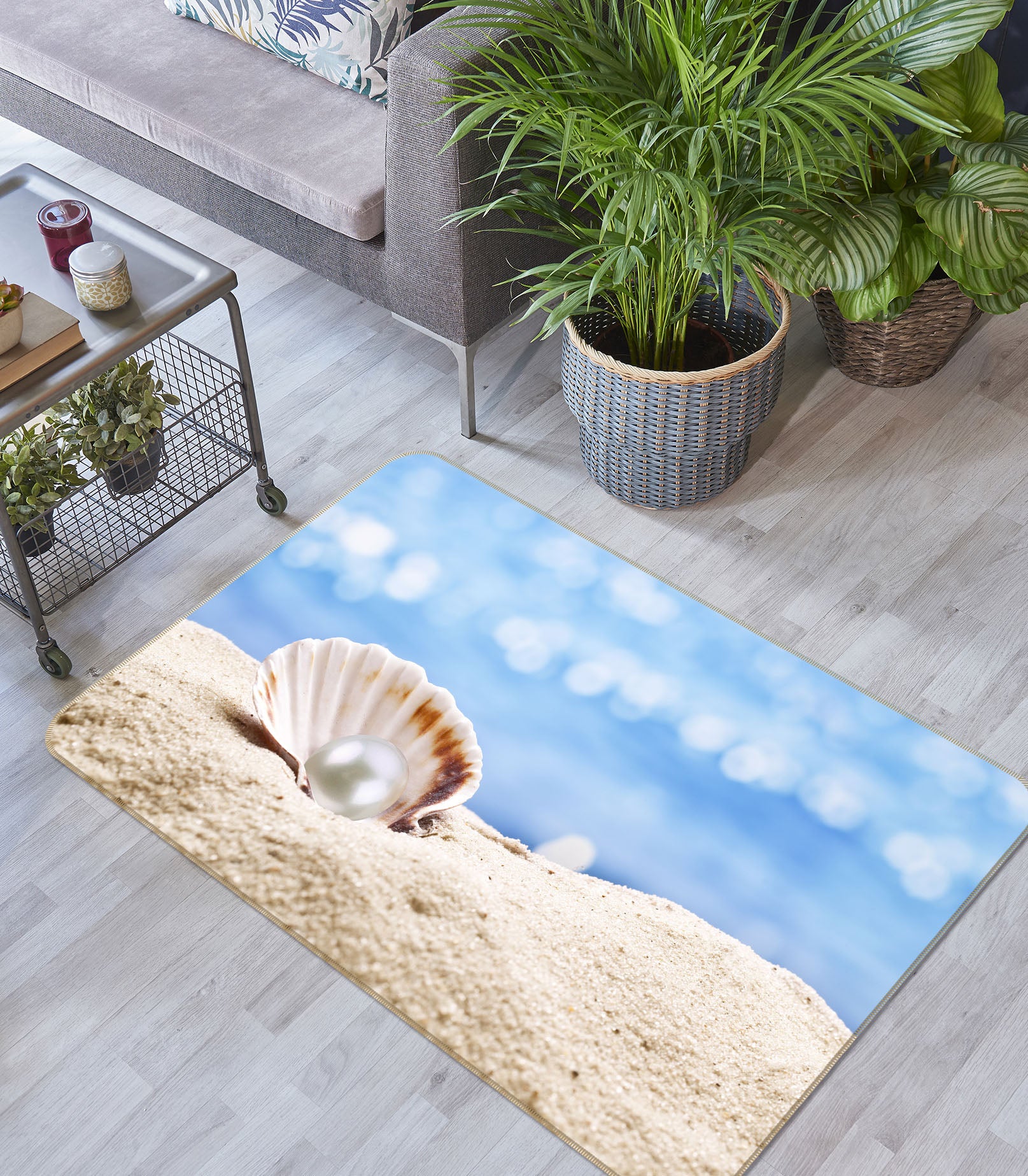 3D Beach Shell Pearl 65084 Non Slip Rug Mat