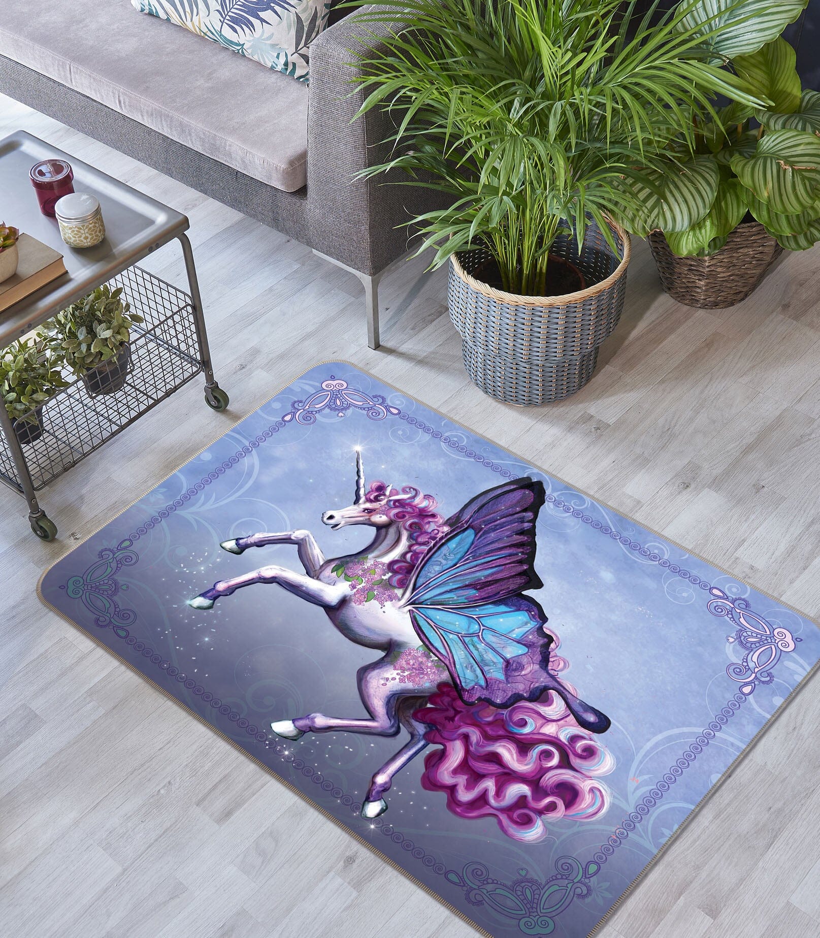 3D Wing Horse 3002 Rose Catherine Khan Rug Non Slip Rug Mat Mat AJ Creativity Home 