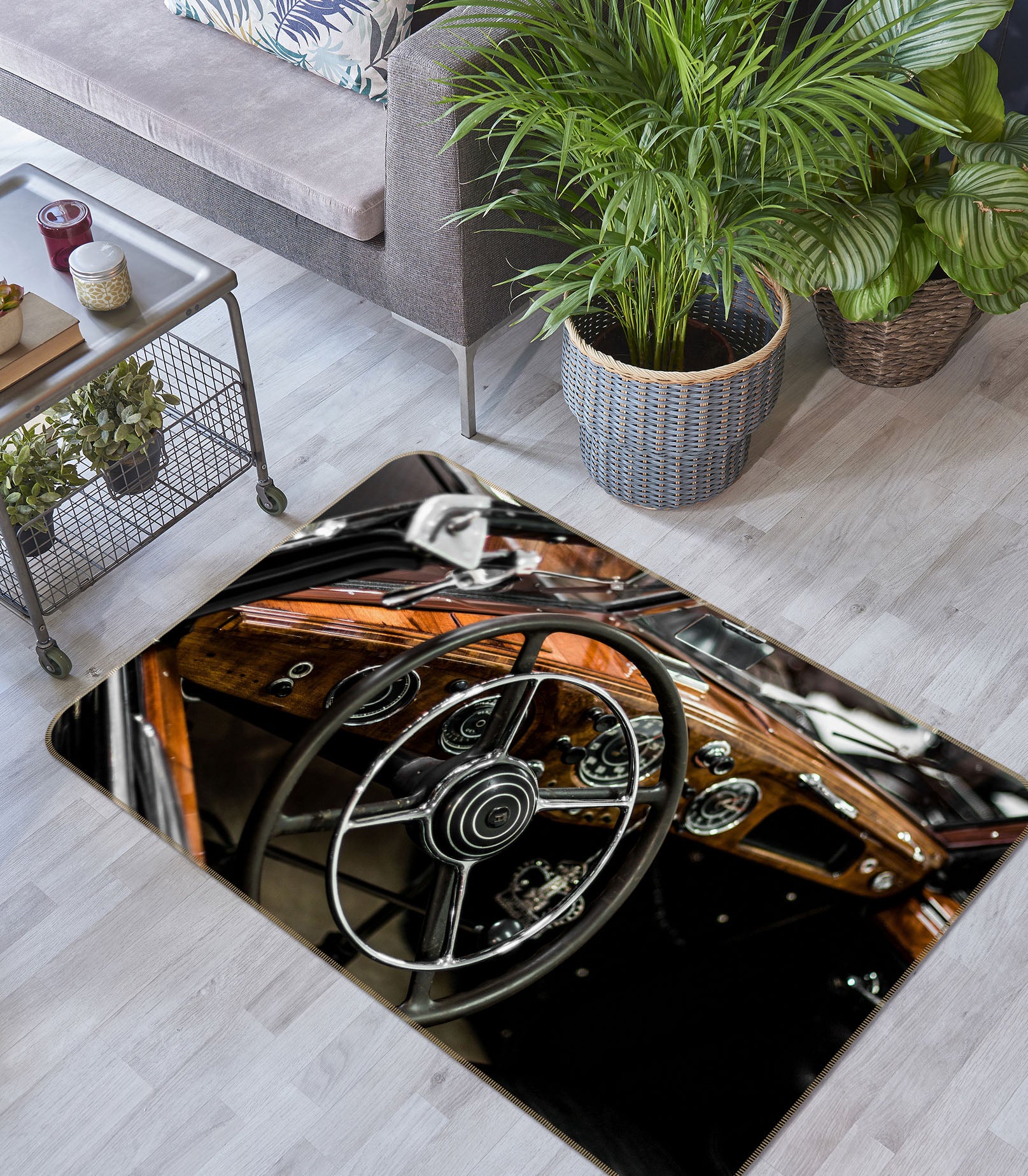 3D Car Steering Wheel 42050 Vehicle Non Slip Rug Mat