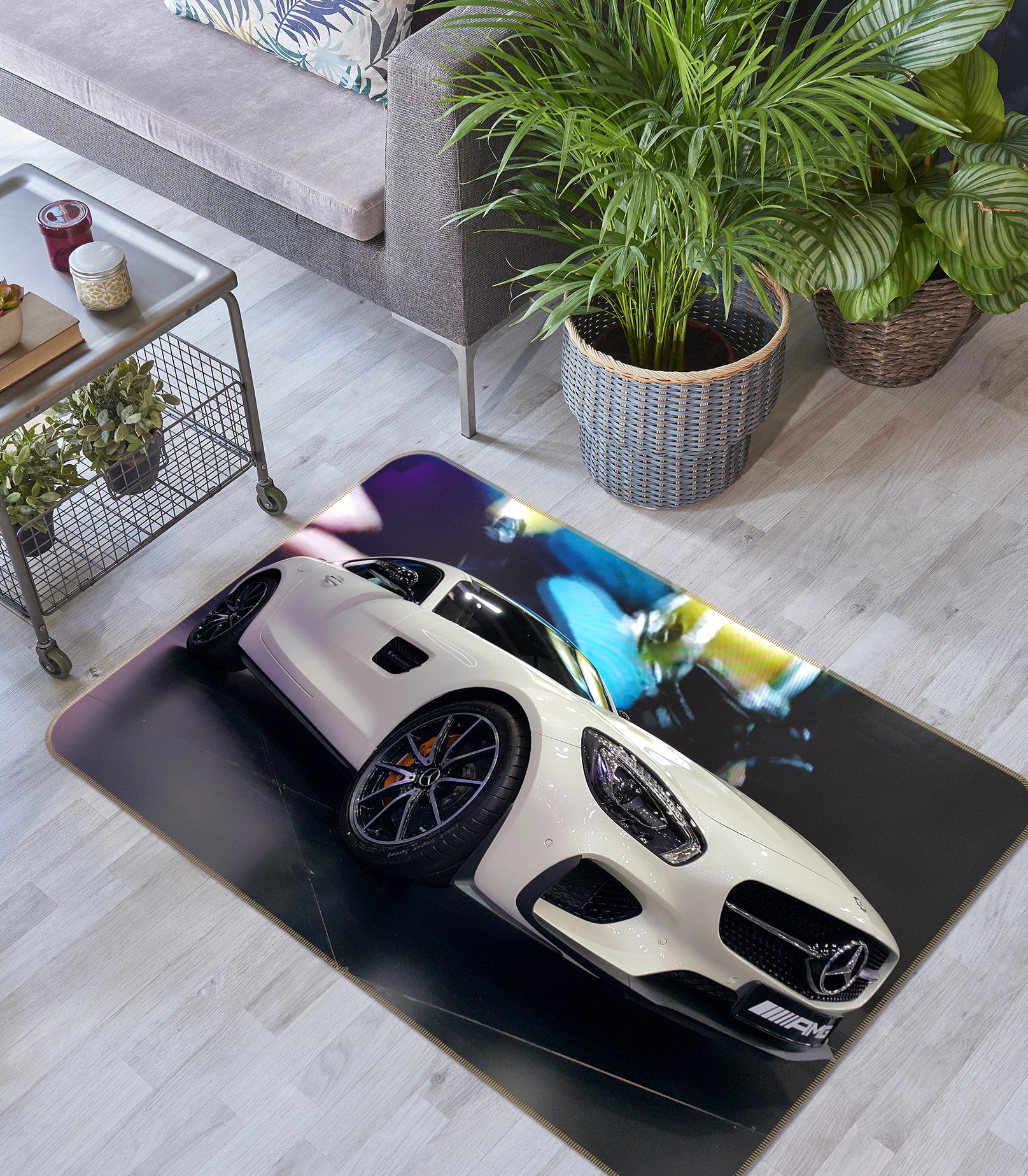 3DWhite Sports Car 42008 Vehicle Non Slip Rug Mat