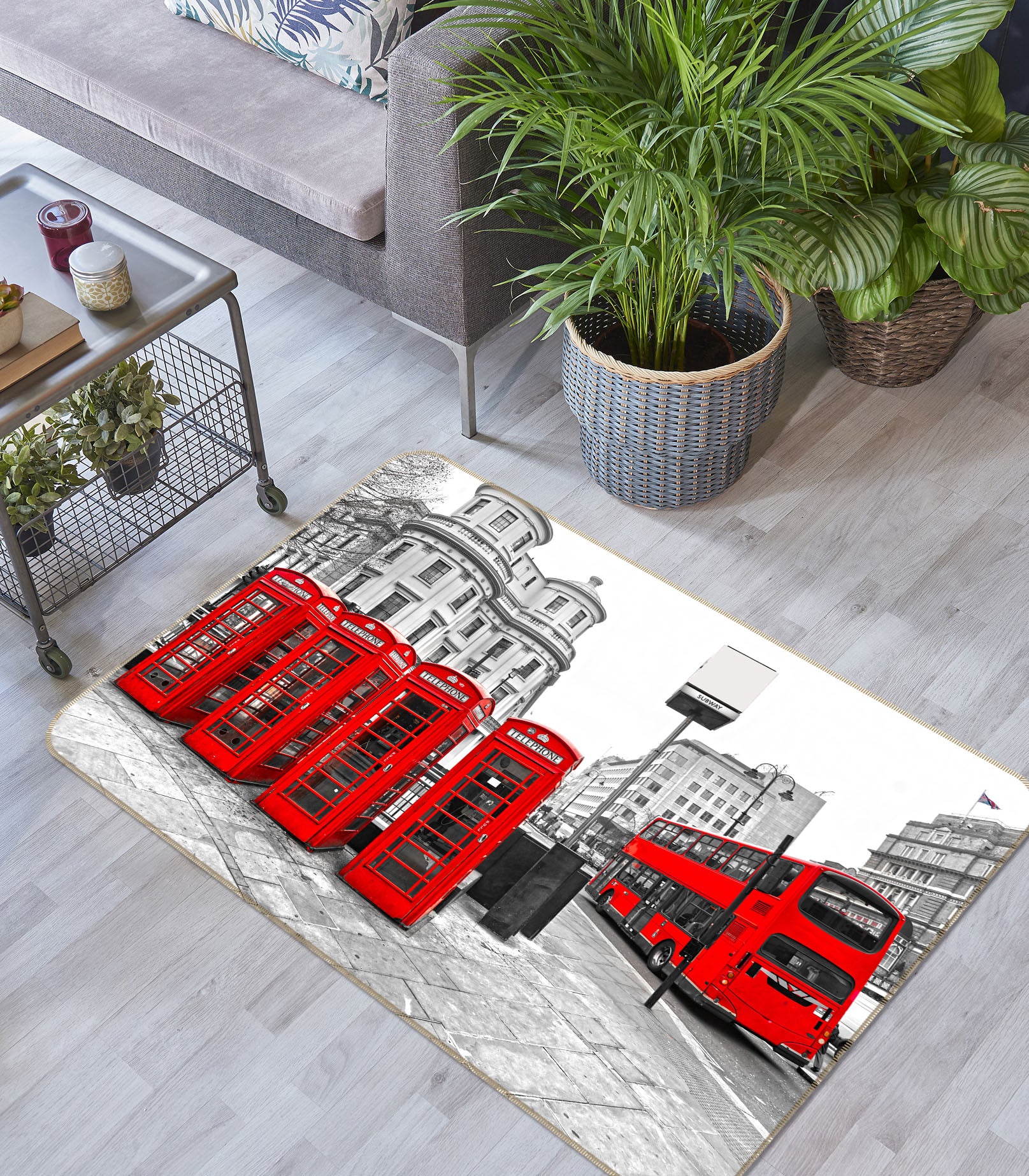 3D Red Phone Booth Bus 68067 Vehicle Non Slip Rug Mat