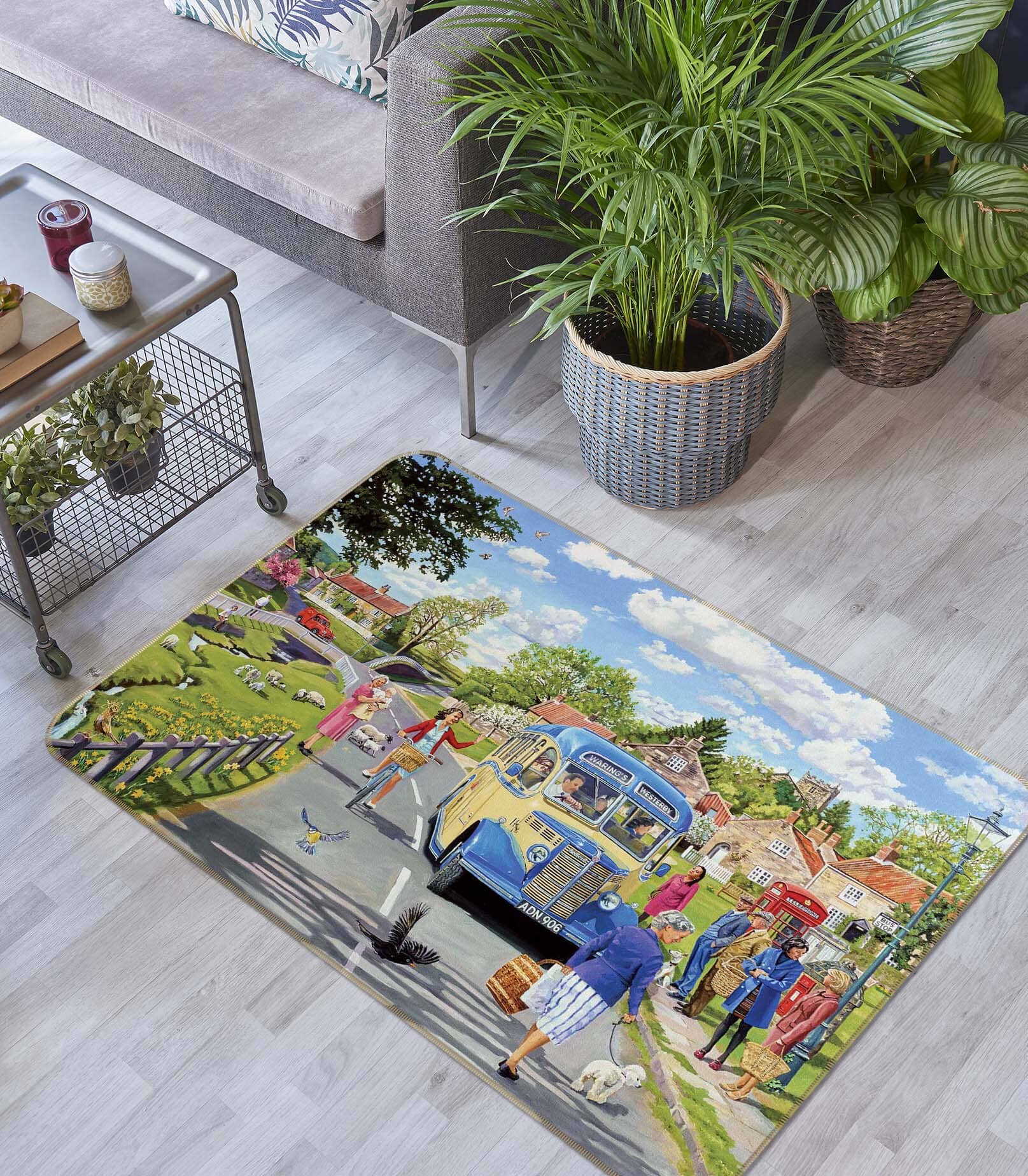 3D The Village Bus Stop 1122 Trevor Mitchell Rug Non Slip Rug Mat Mat AJ Creativity Home 