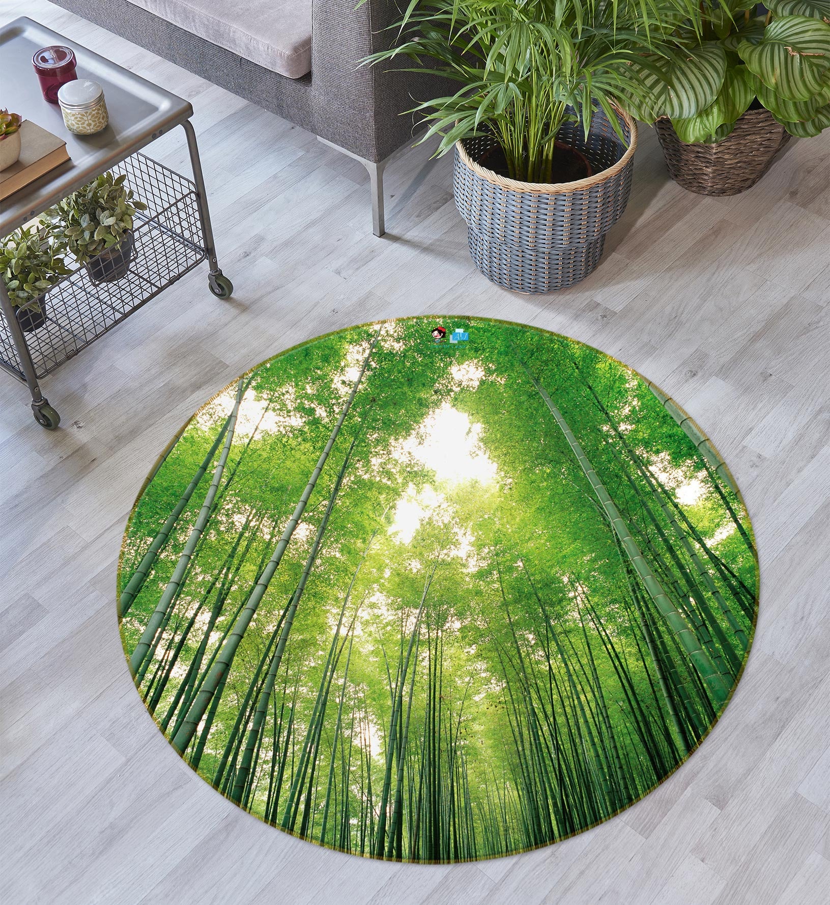 3D Bamboo Forest 73011 Round Non Slip Rug Mat