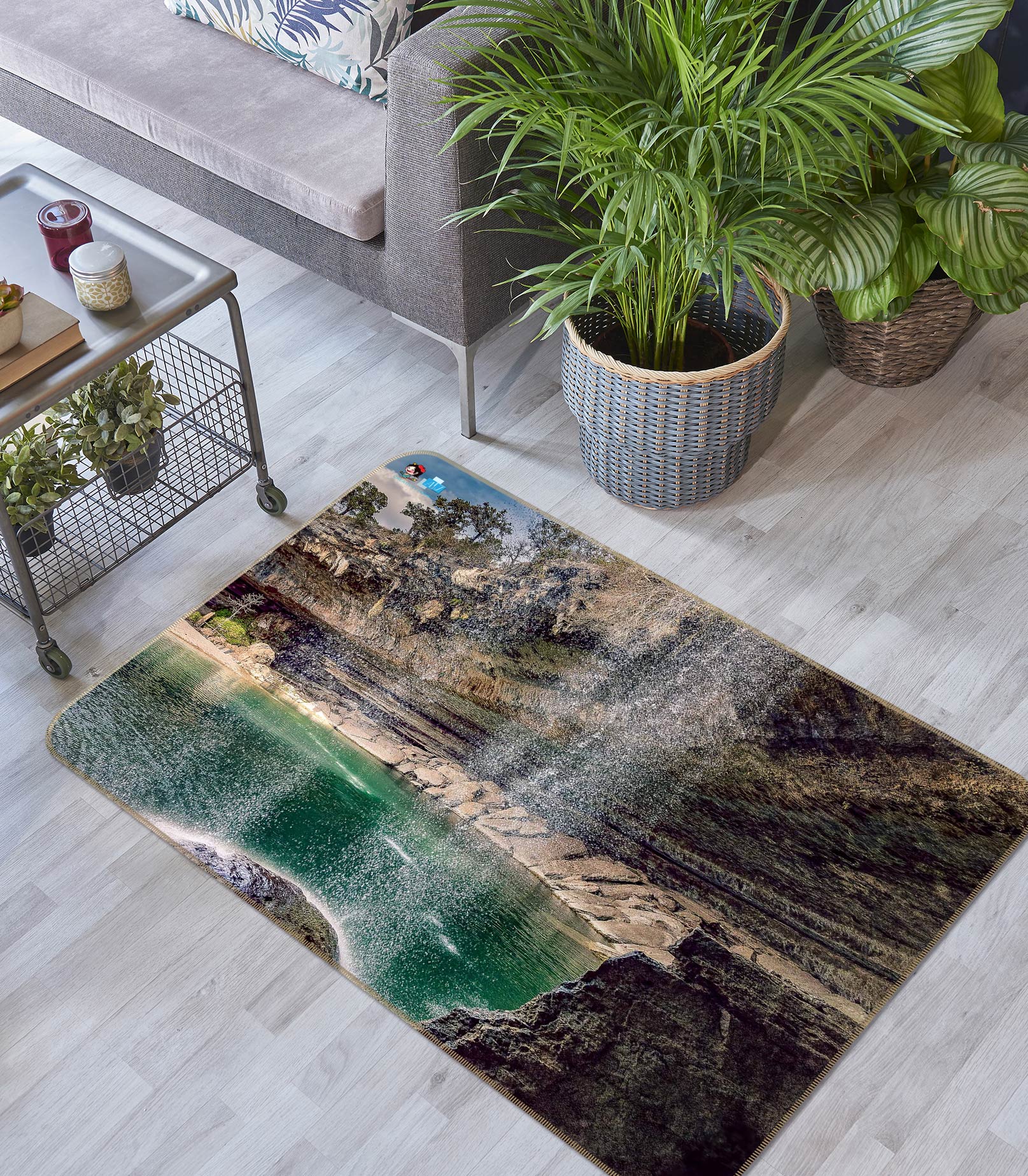 3D Waterfall Lake 5118 Beth Sheridan Rug Non Slip Rug Mat