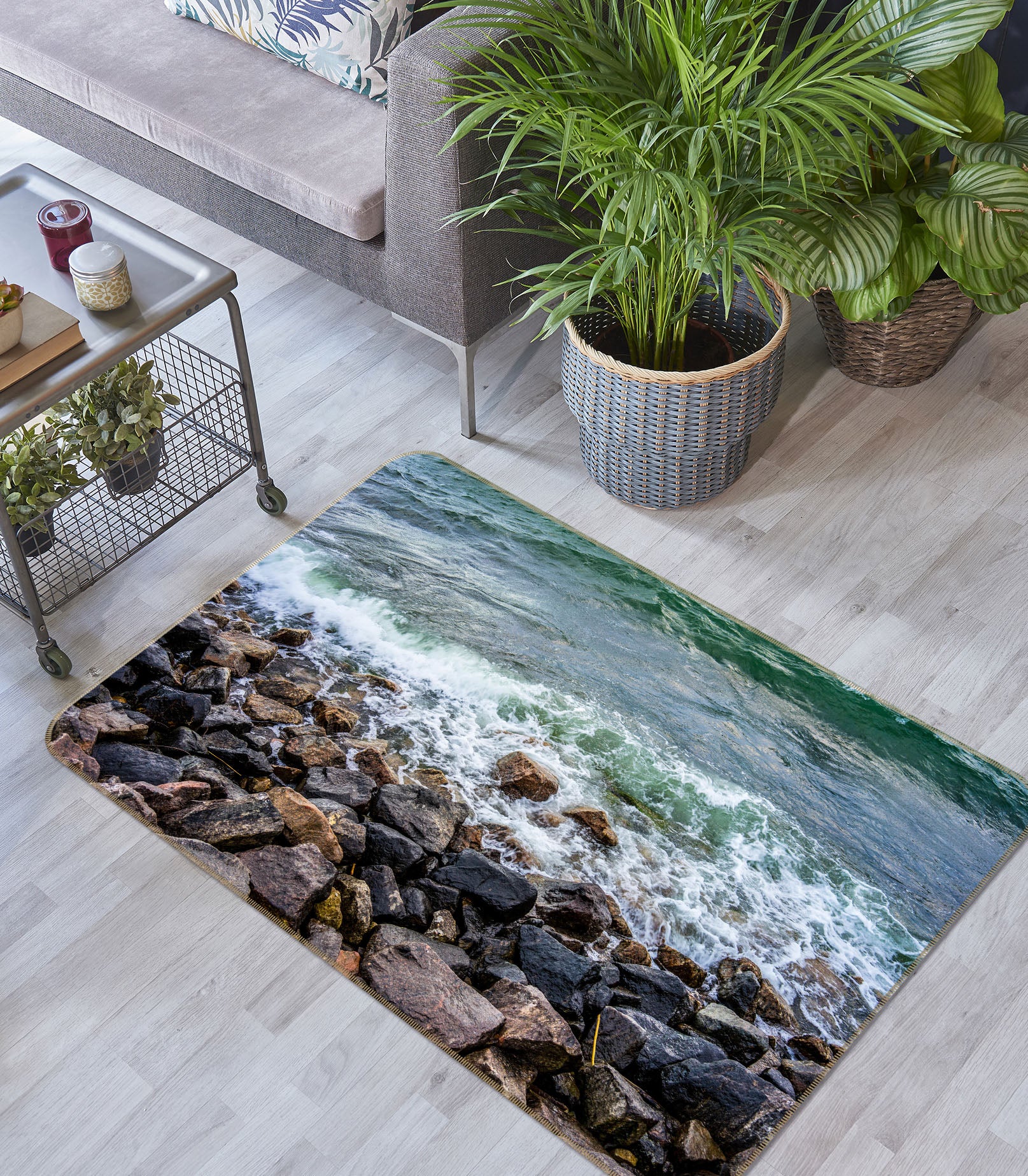 3D Seaside Stones 29187 Non Slip Rug Mat
