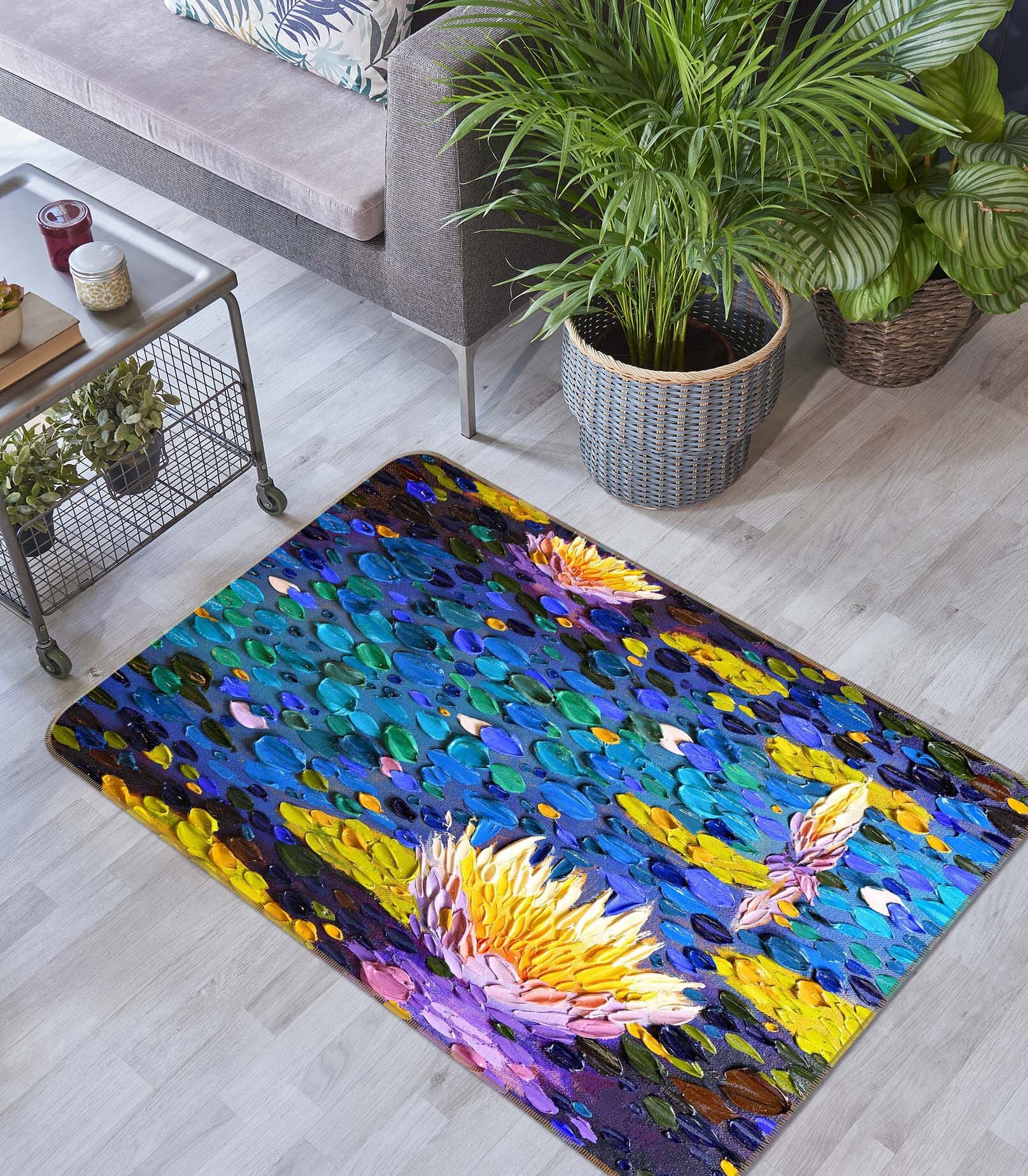 3D Lotus Light 1016 Dena Tollefson Rug Non Slip Rug Mat Mat AJ Creativity Home 