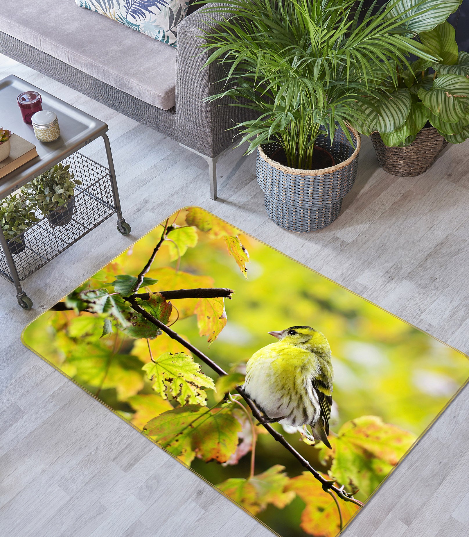 3D Yellow Bird 019 Animal Non Slip Rug Mat