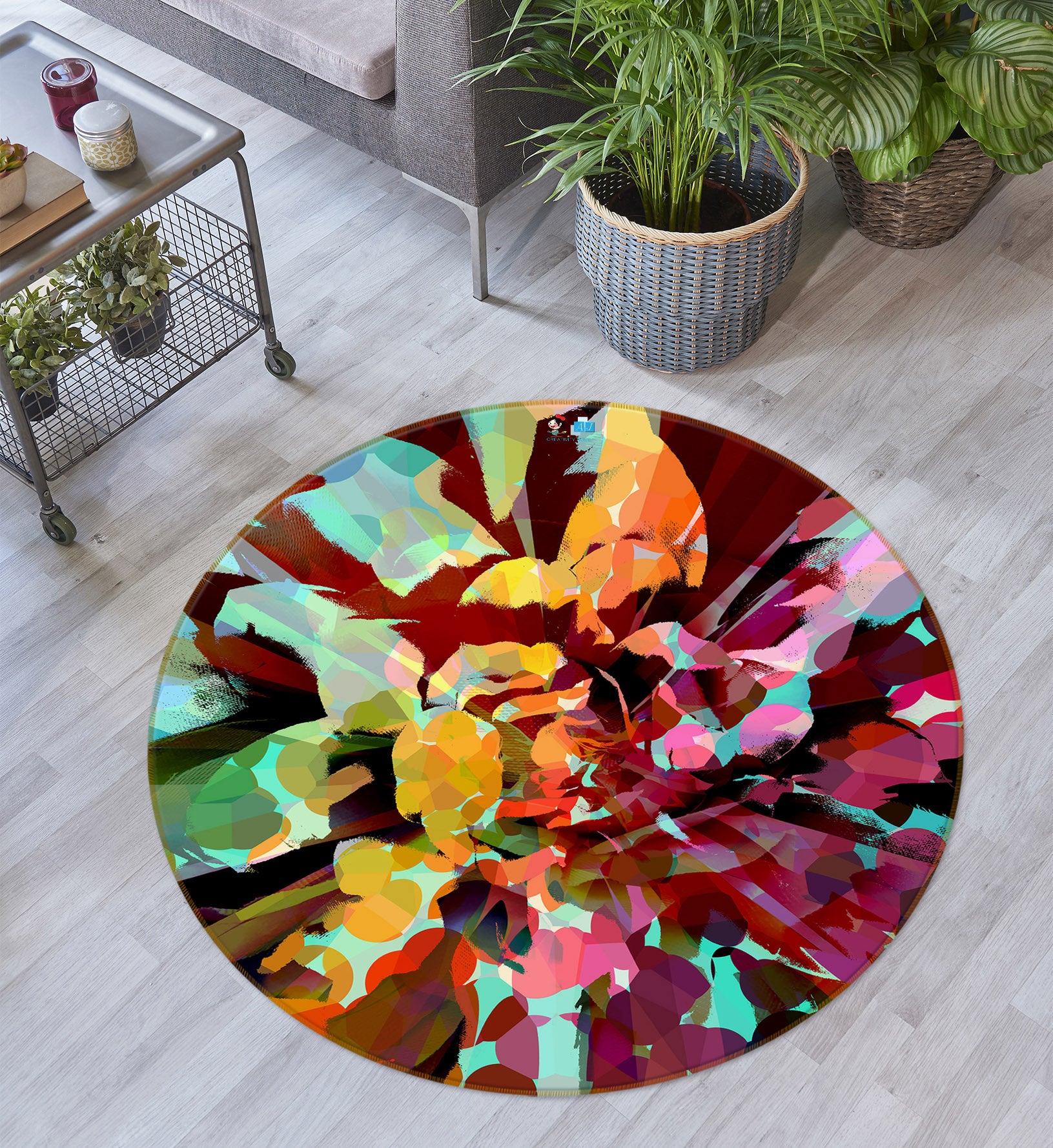 3D Color Pattern 191101 Shandra Smith Rug Round Non Slip Rug Mat