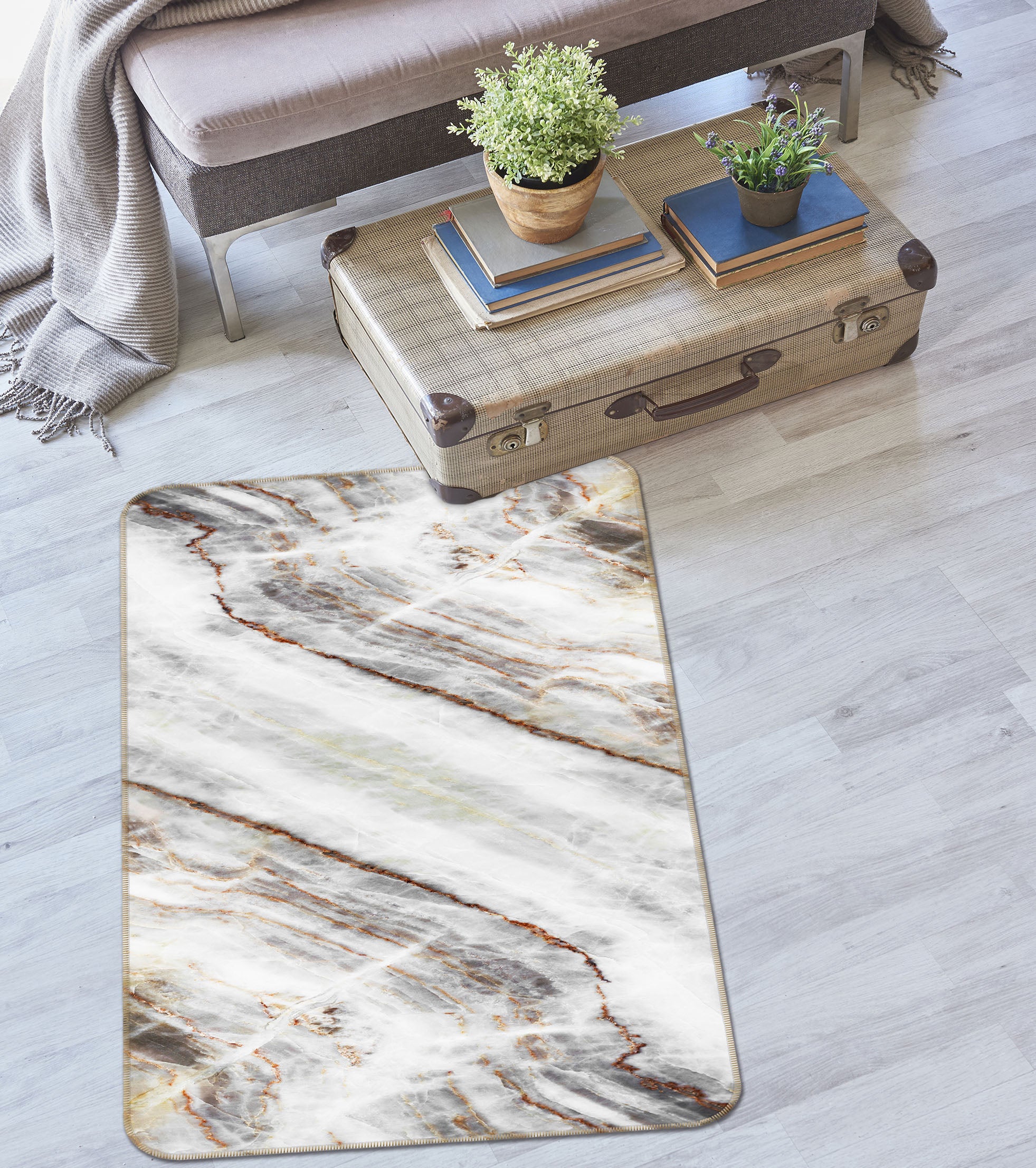 3D Marble Pattern 26071 Non Slip Rug Mat