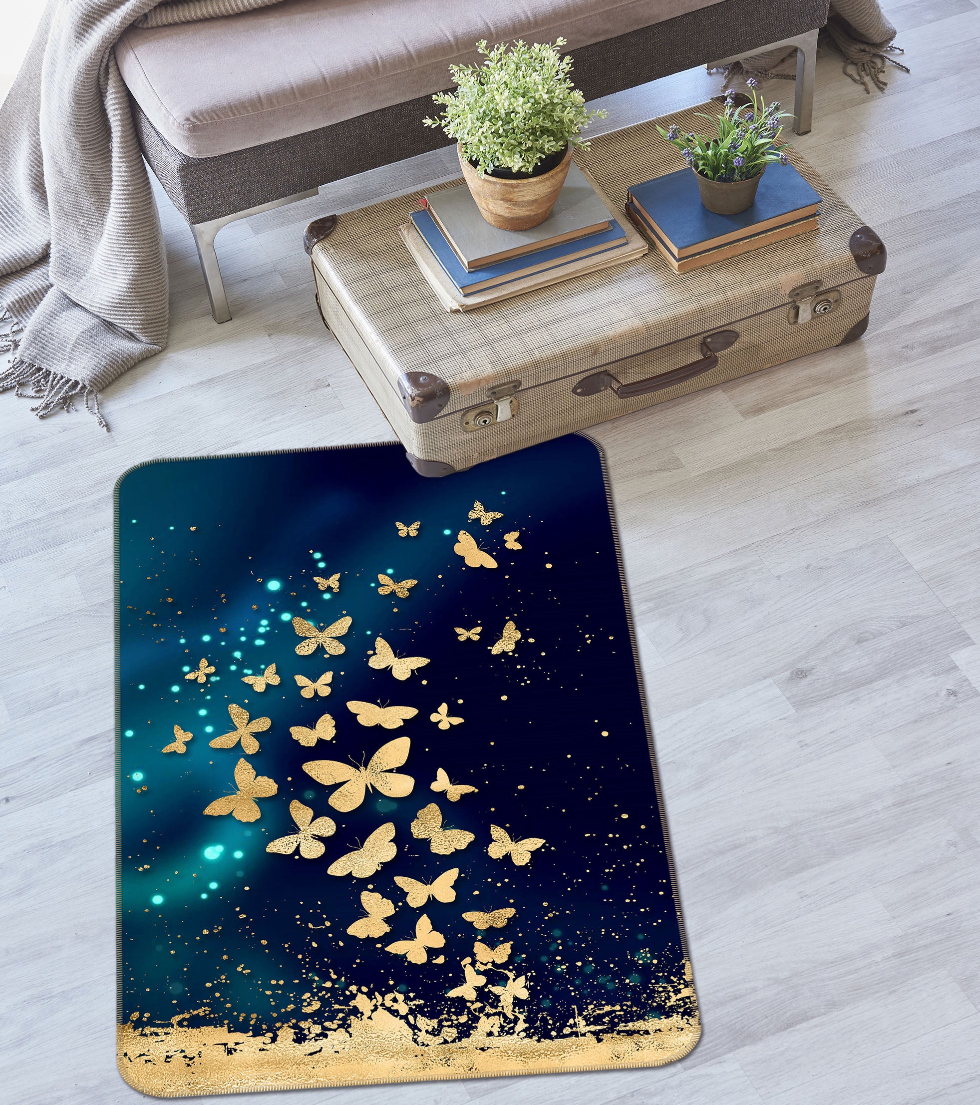 3D Golden Butterfly 27164 Non Slip Rug Mat