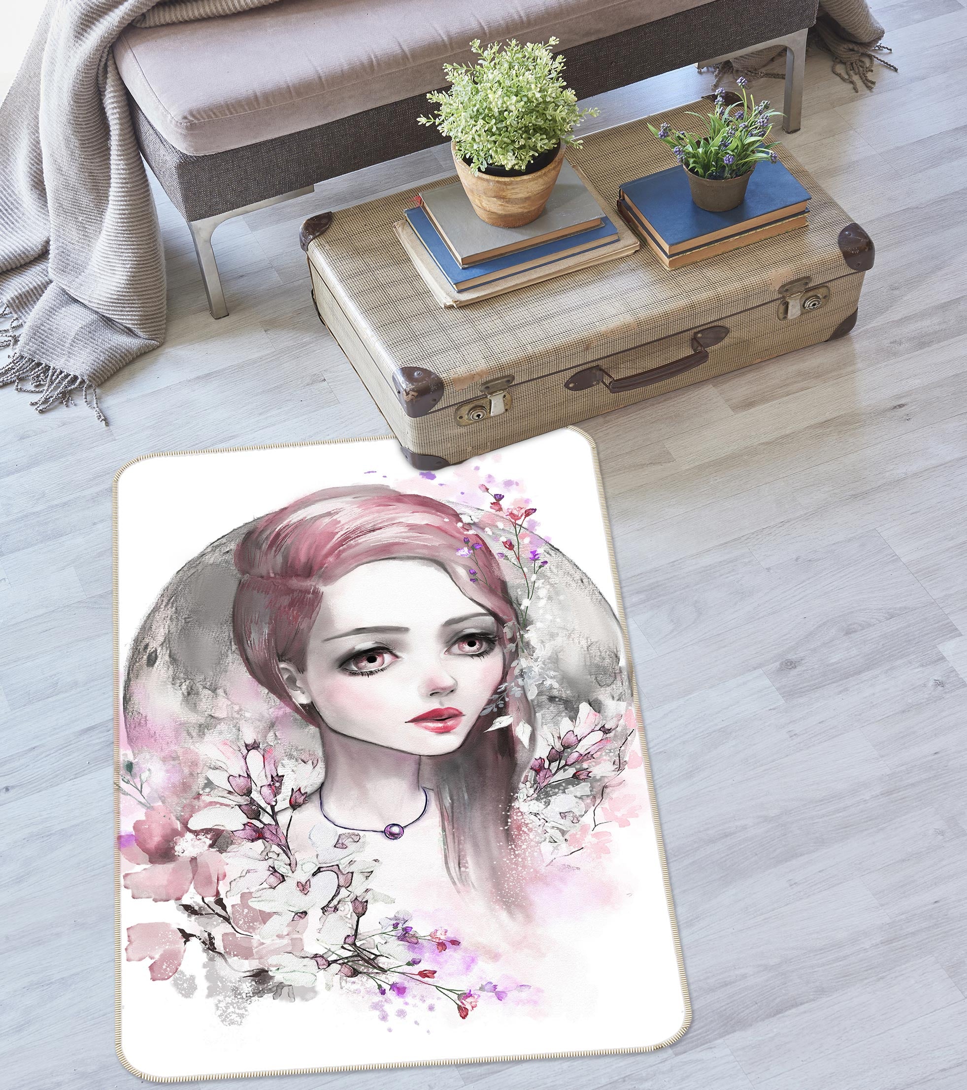 3D Pretty Girl 37098 Non Slip Rug Mat