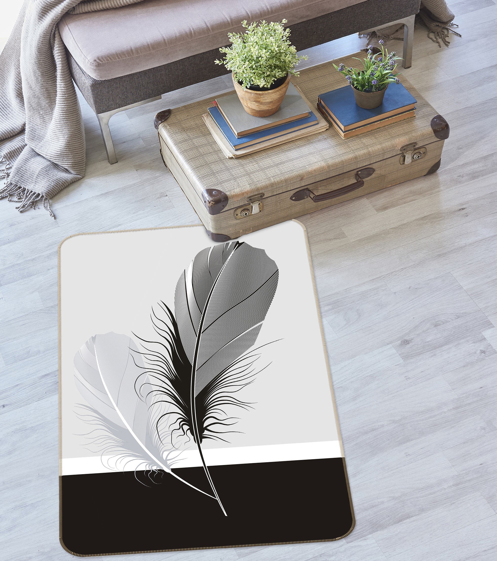 3D Feather 76166 Non Slip Rug Mat