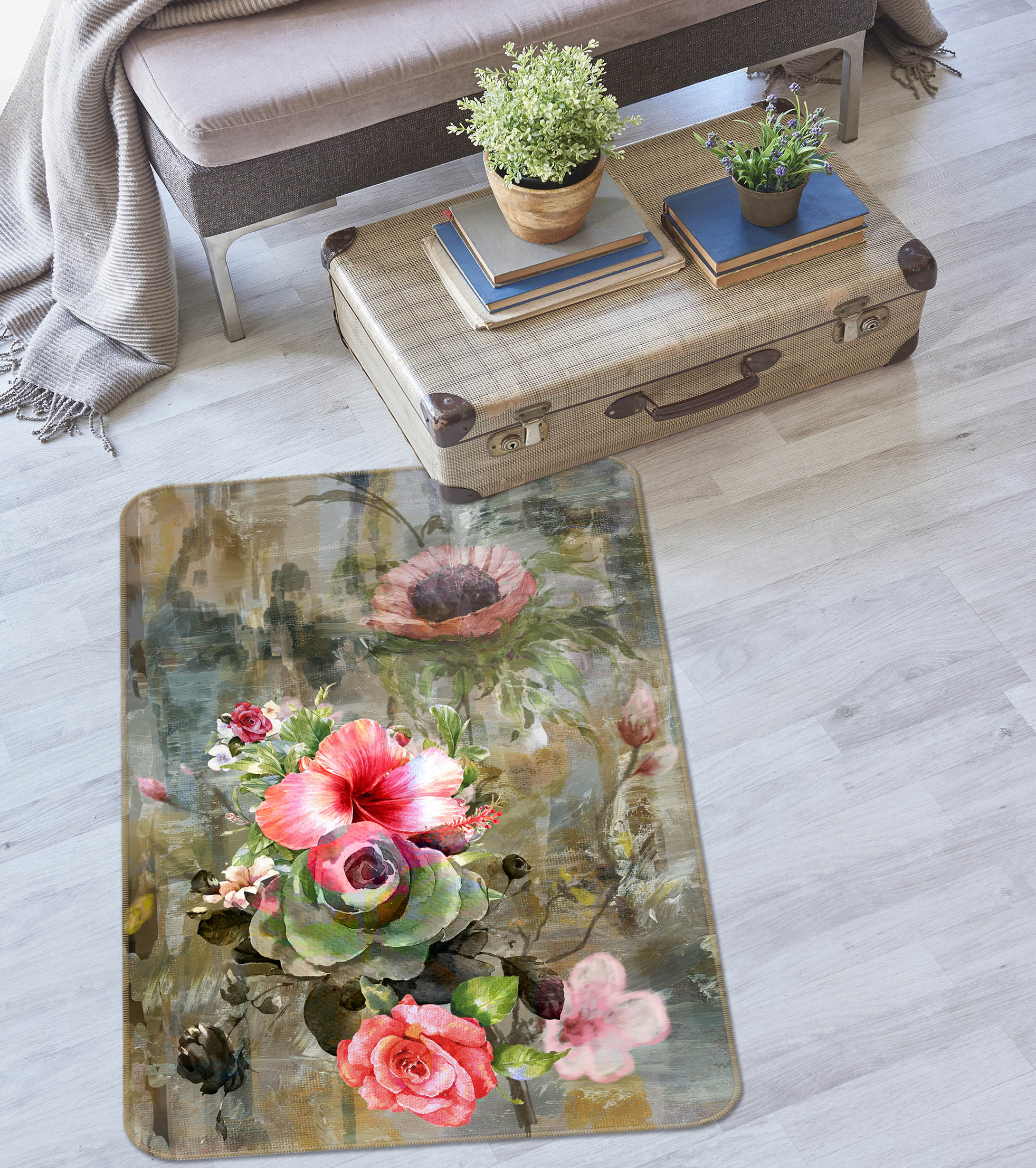 3D Flower 30229 Non Slip Rug Mat