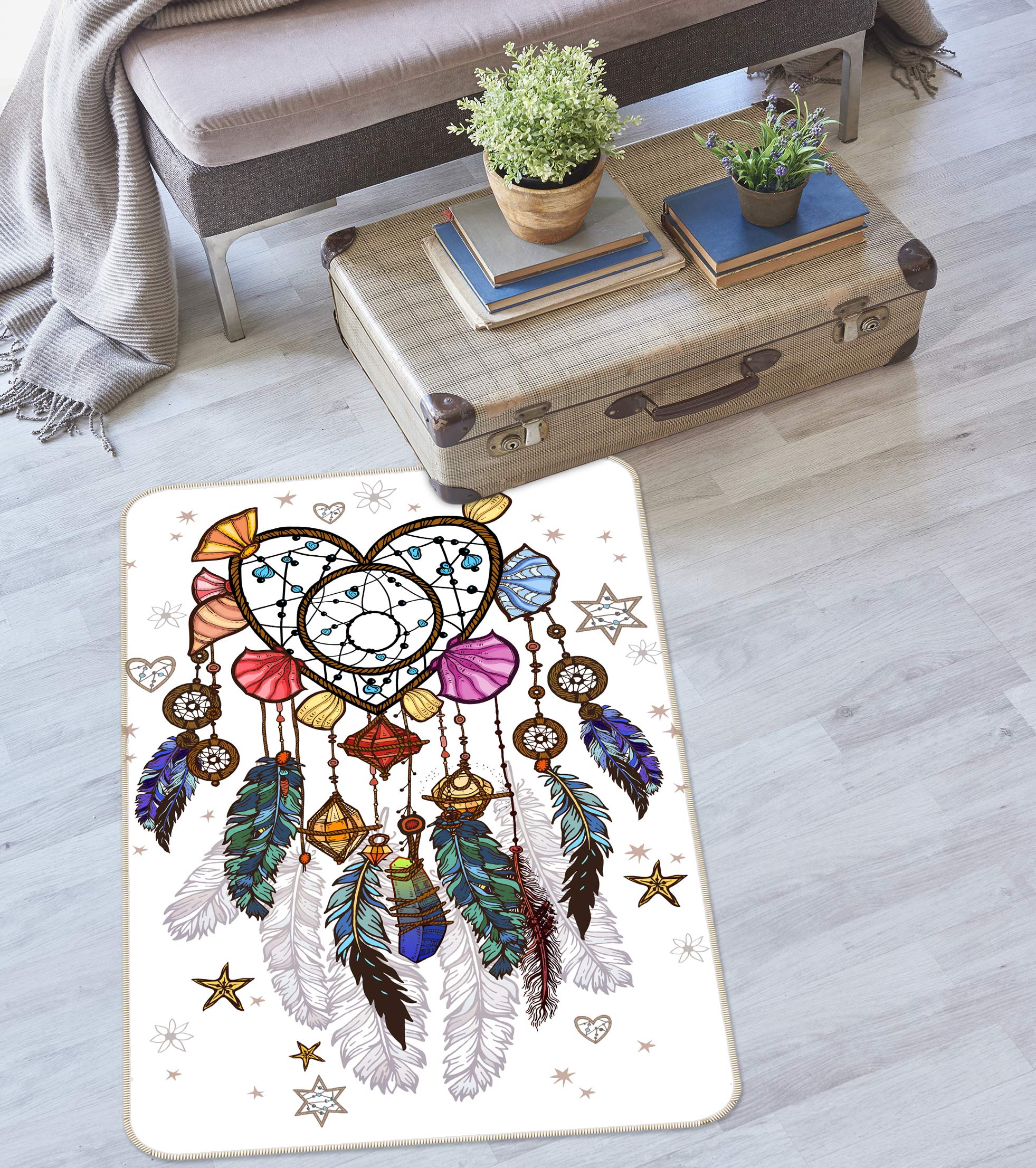 3D Heart Dream Catcher 37124 Non Slip Rug Mat