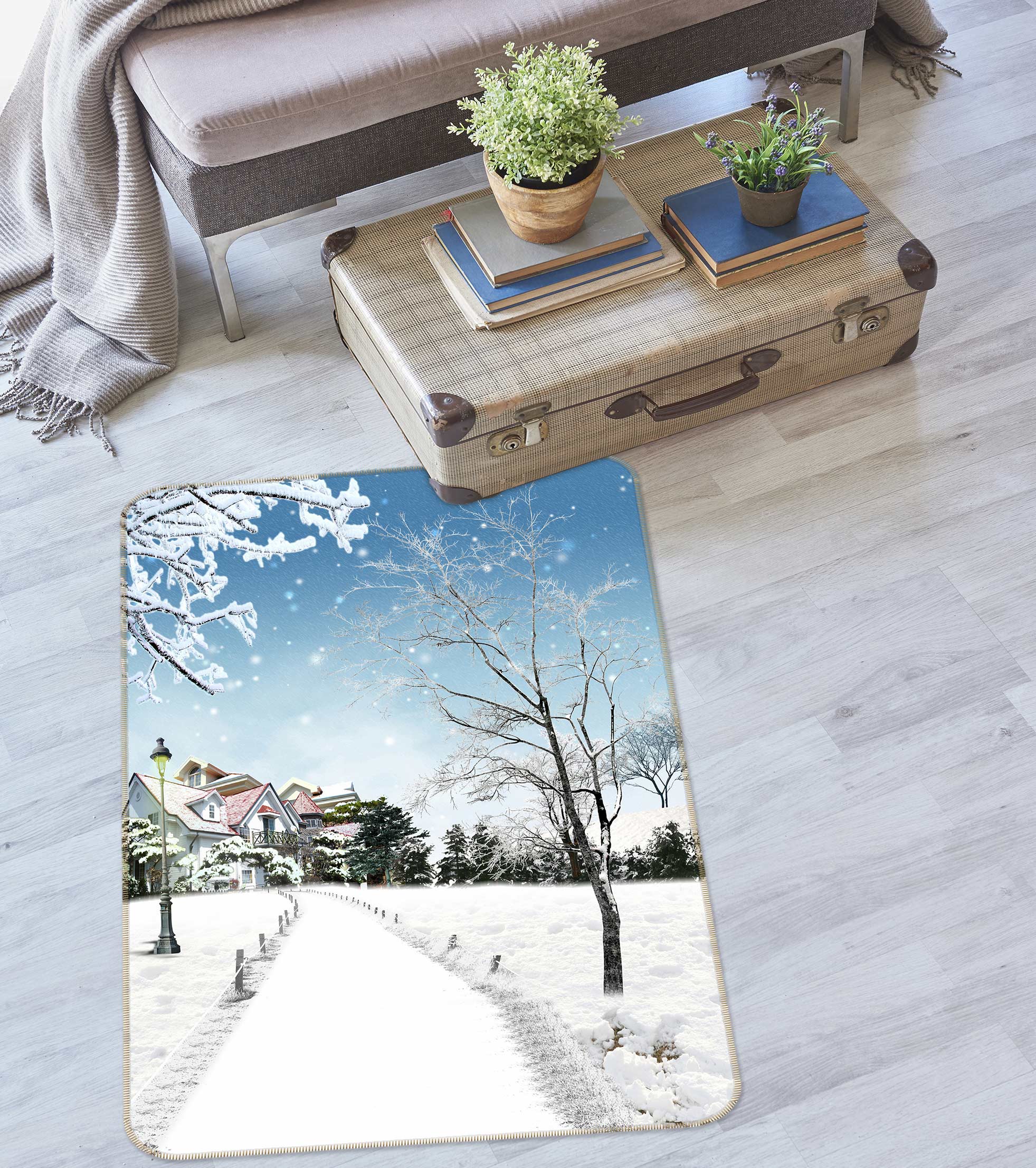 3D Snowfield 76071 Non Slip Rug Mat