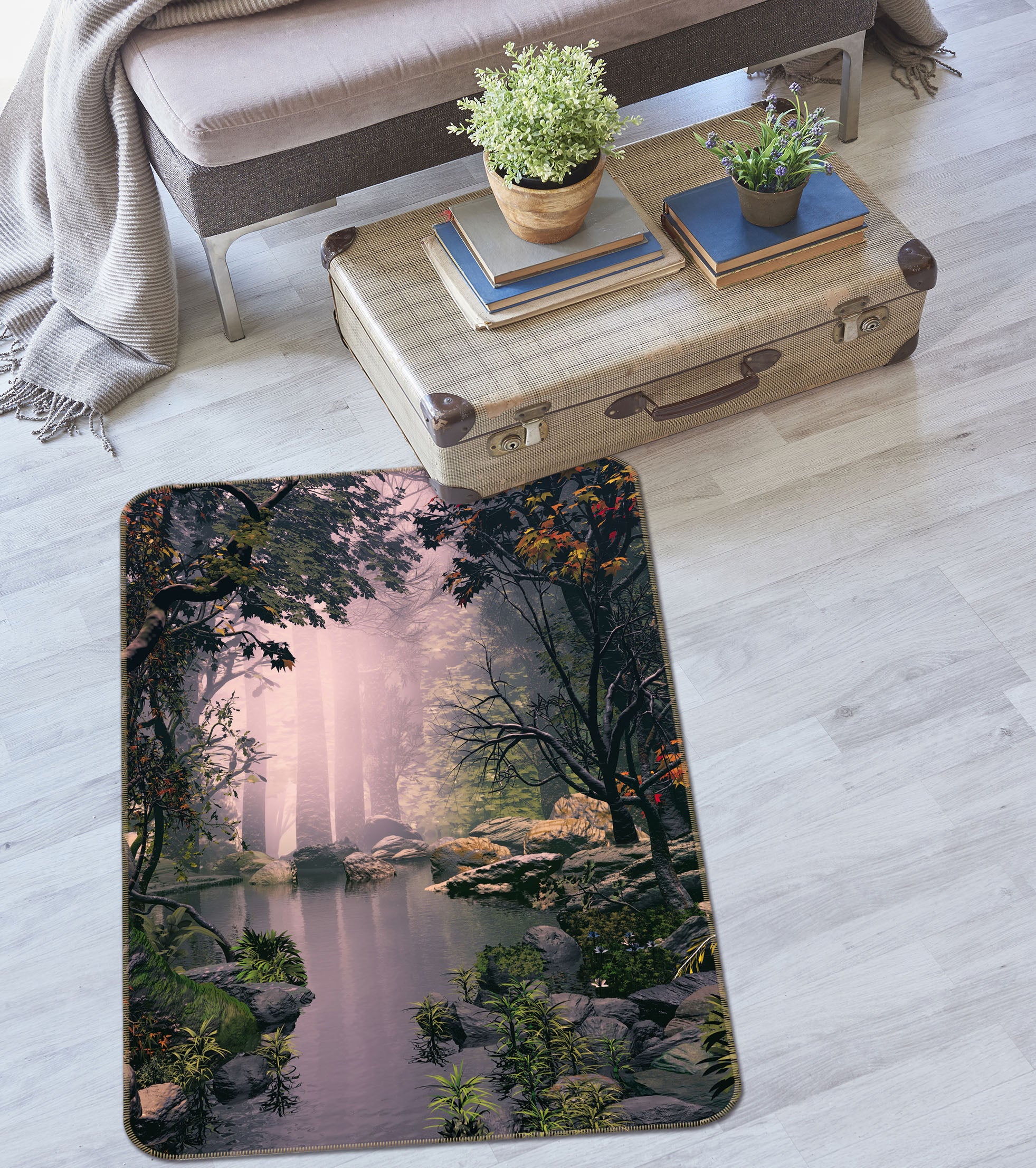 3D Woods Lake 26155 Non Slip Rug Mat
