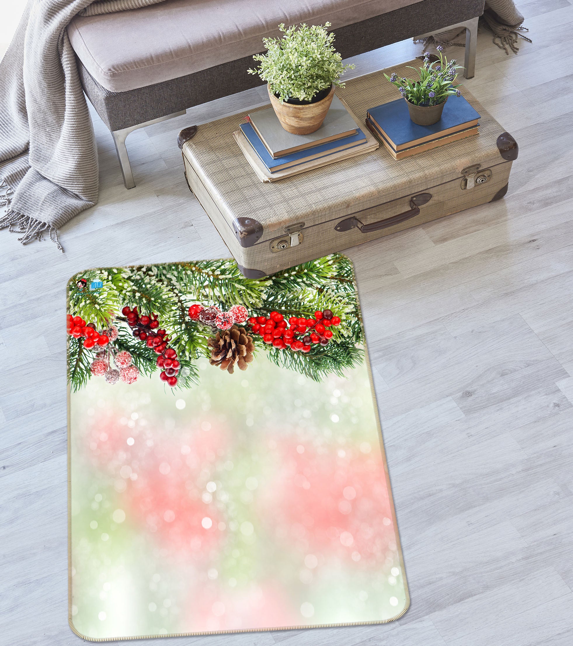 3D Branches 55133 Christmas Non Slip Rug Mat Xmas