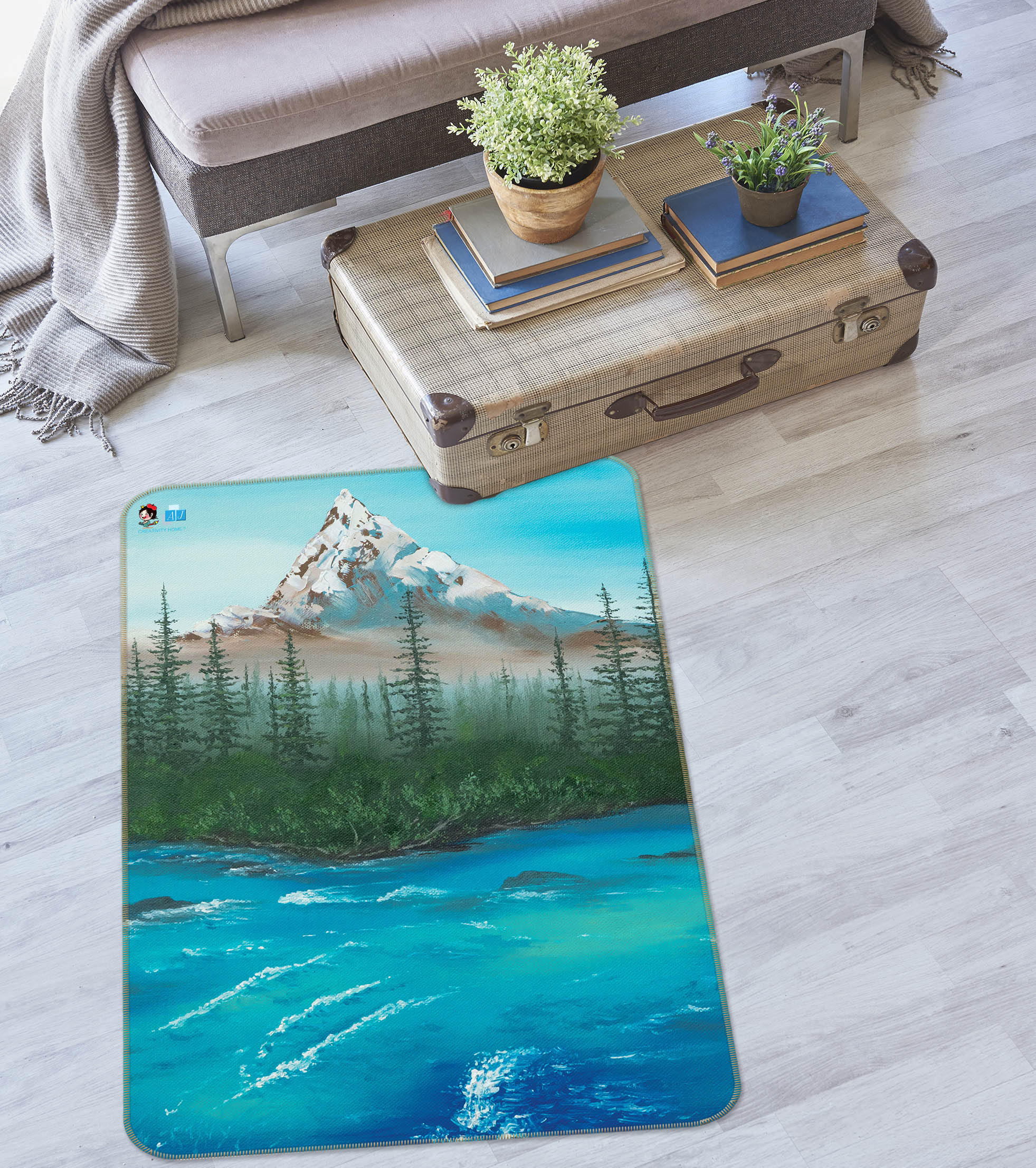3D Snow Mountain River 18115 Marina Zotova Rug Non Slip Rug Mat