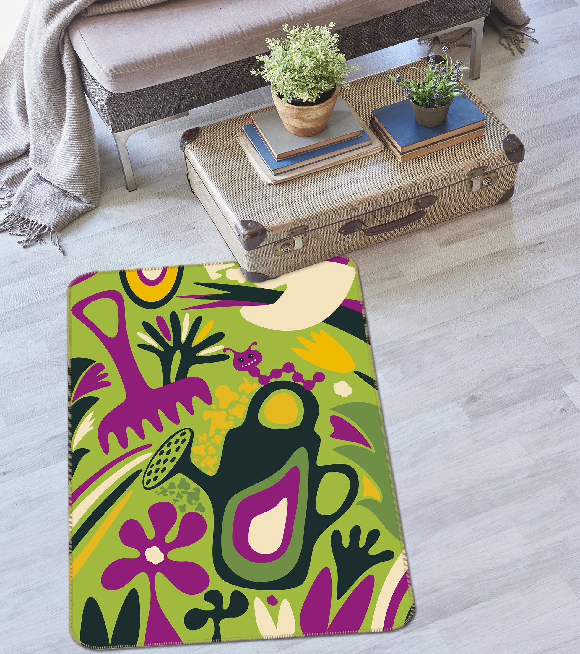 3D Green Pattern 32119 Non Slip Rug Mat