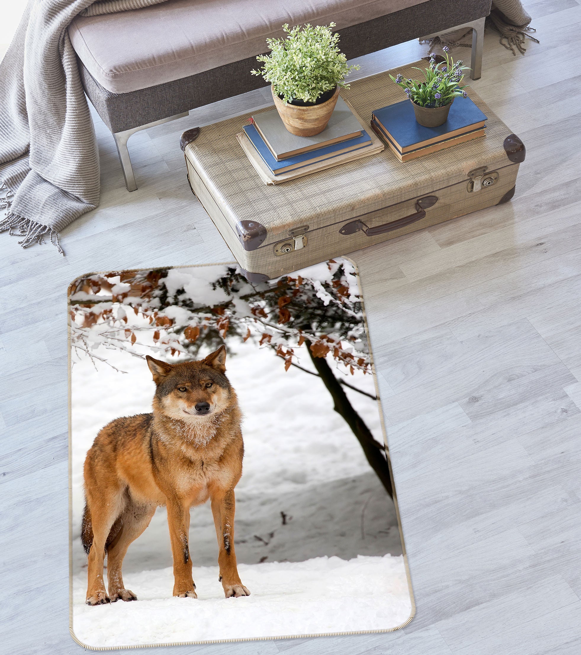 3D Snow Wolf 30105 Non Slip Rug Mat