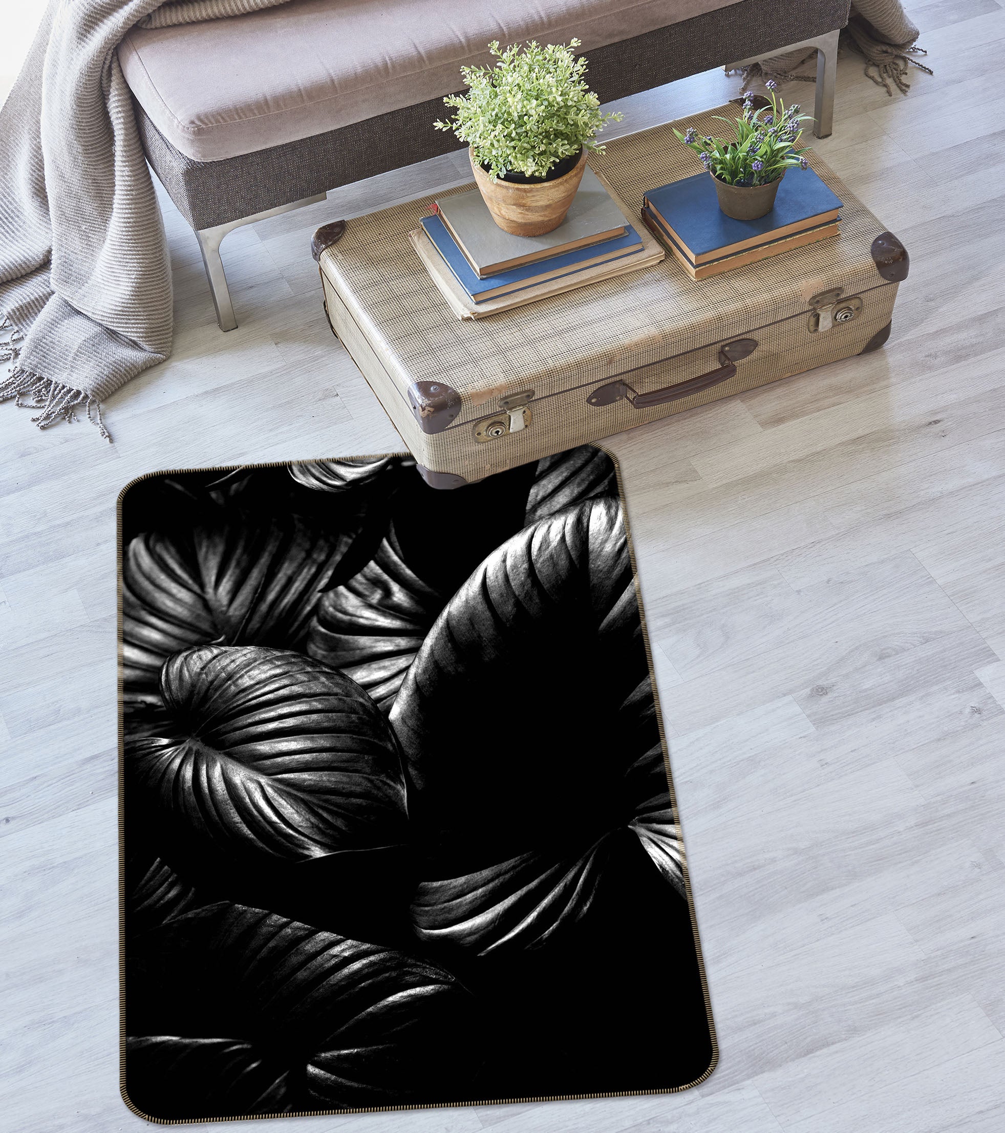 3D Leaf Texture 1141 Boris Draschoff Rug Non Slip Rug Mat