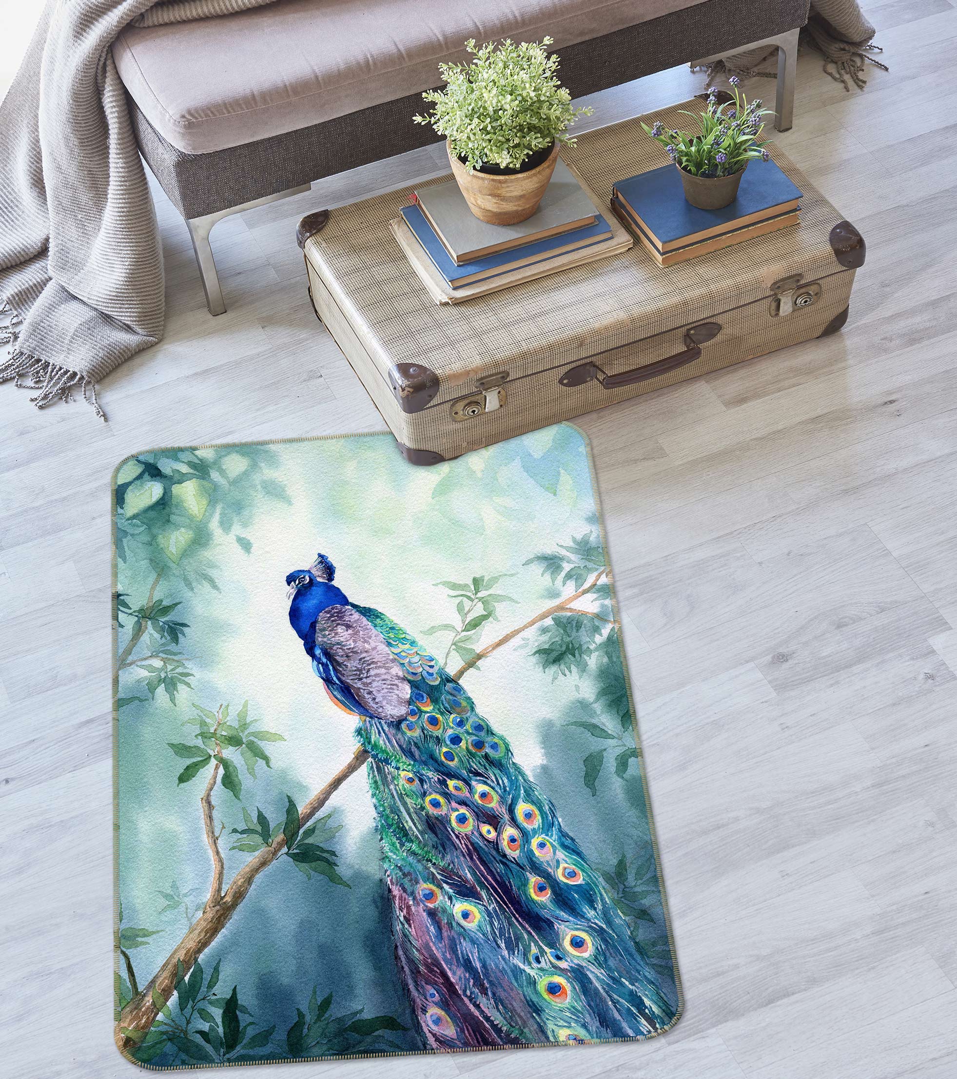 3D Peacock 33069 Non Slip Rug Mat