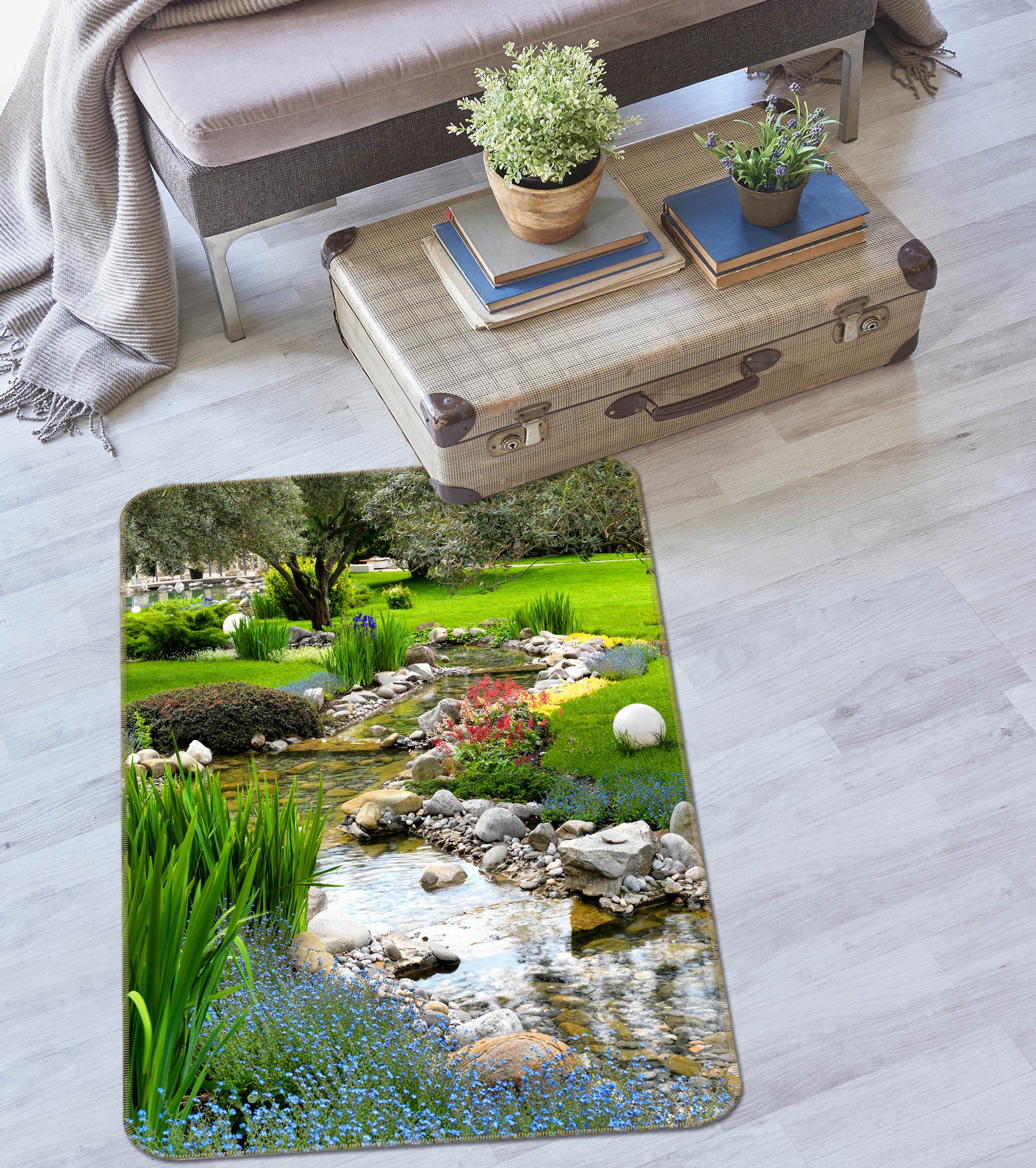 3D Lawn Stream 26020 Non Slip Rug Mat