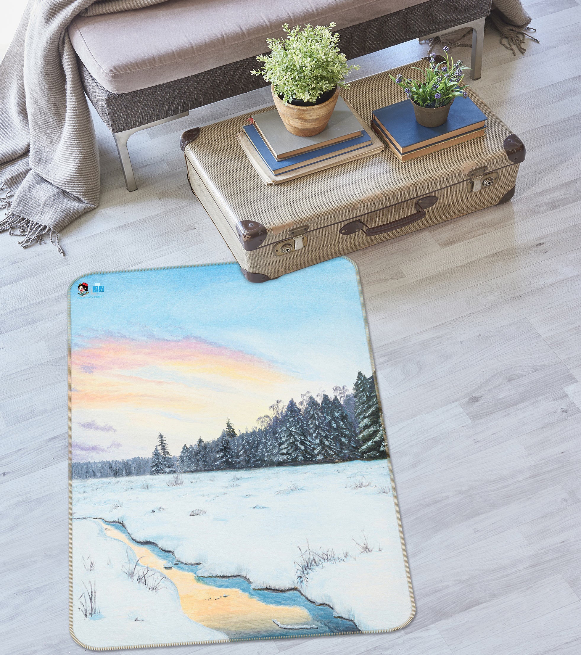 3D Snow Woods 18110 Marina Zotova Rug Non Slip Rug Mat