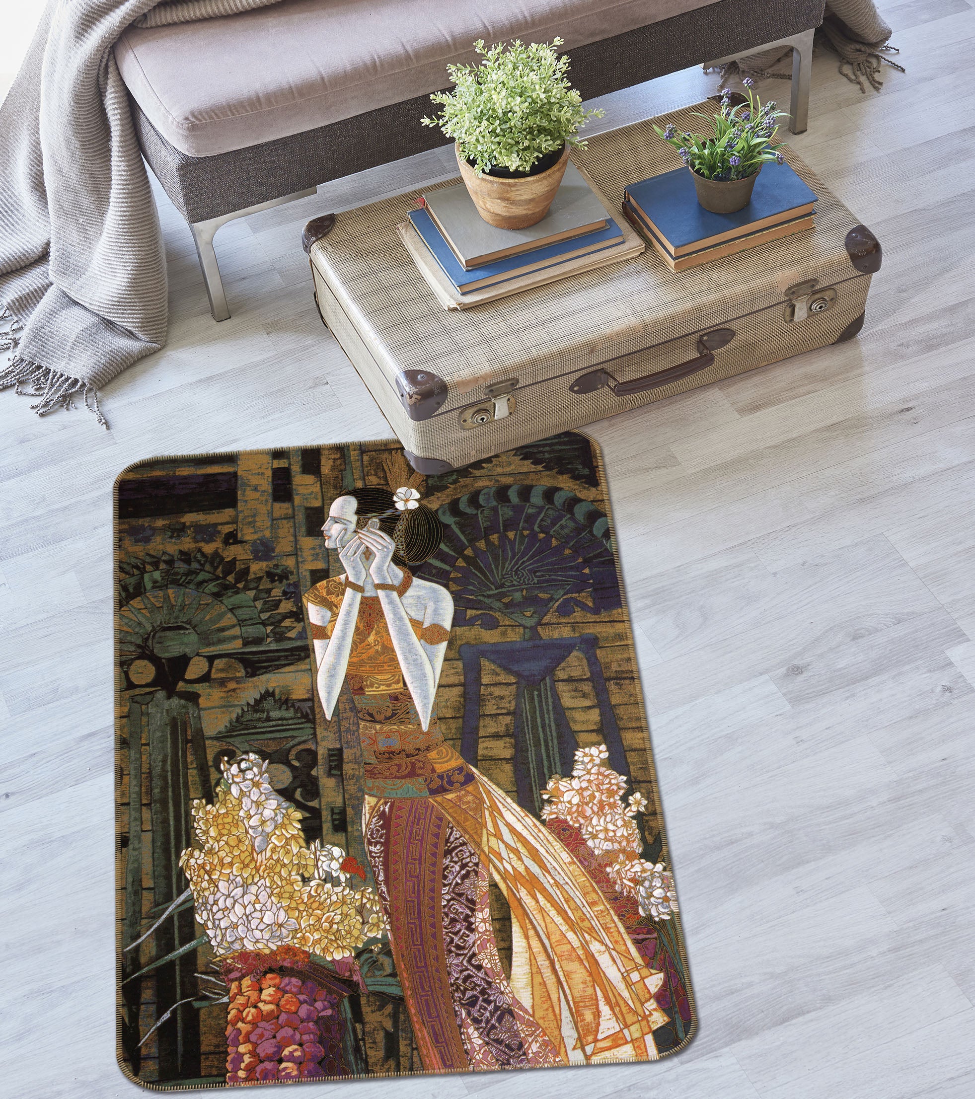 3D Women Flower 33229 Non Slip Rug Mat