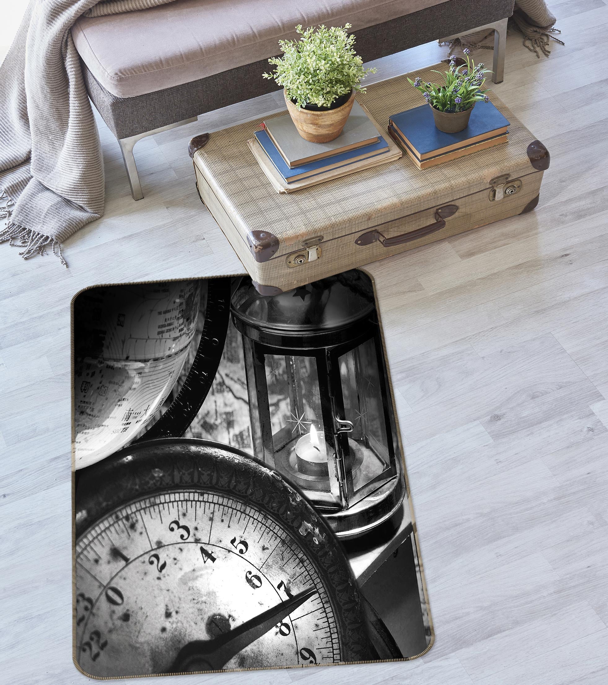 3D Clock Candle 76122 Non Slip Rug Mat