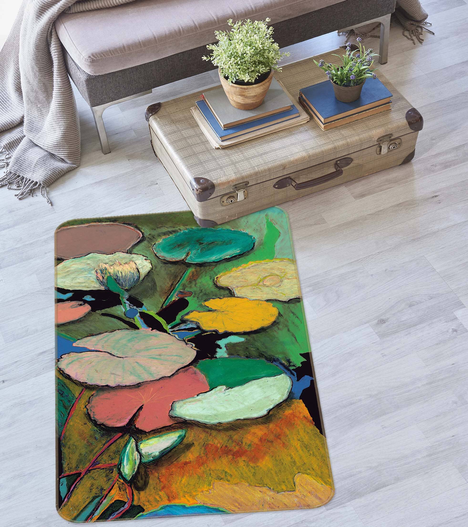 3D Painting Lotus Leaf 3042 Allan P. Friedlander Rug Non Slip Rug Mat Mat AJ Creativity Home 