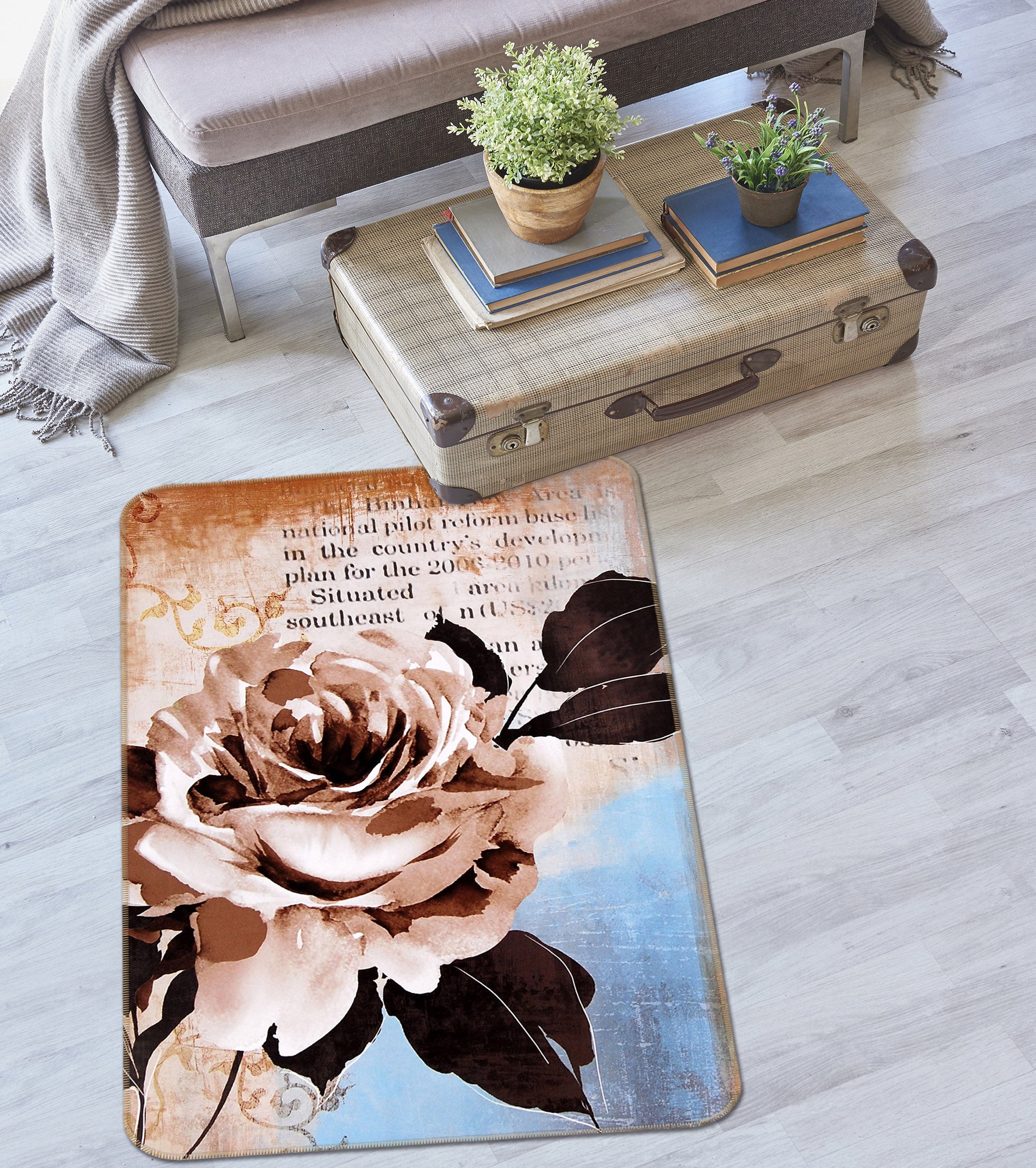 3D Flowers 33184 Non Slip Rug Mat