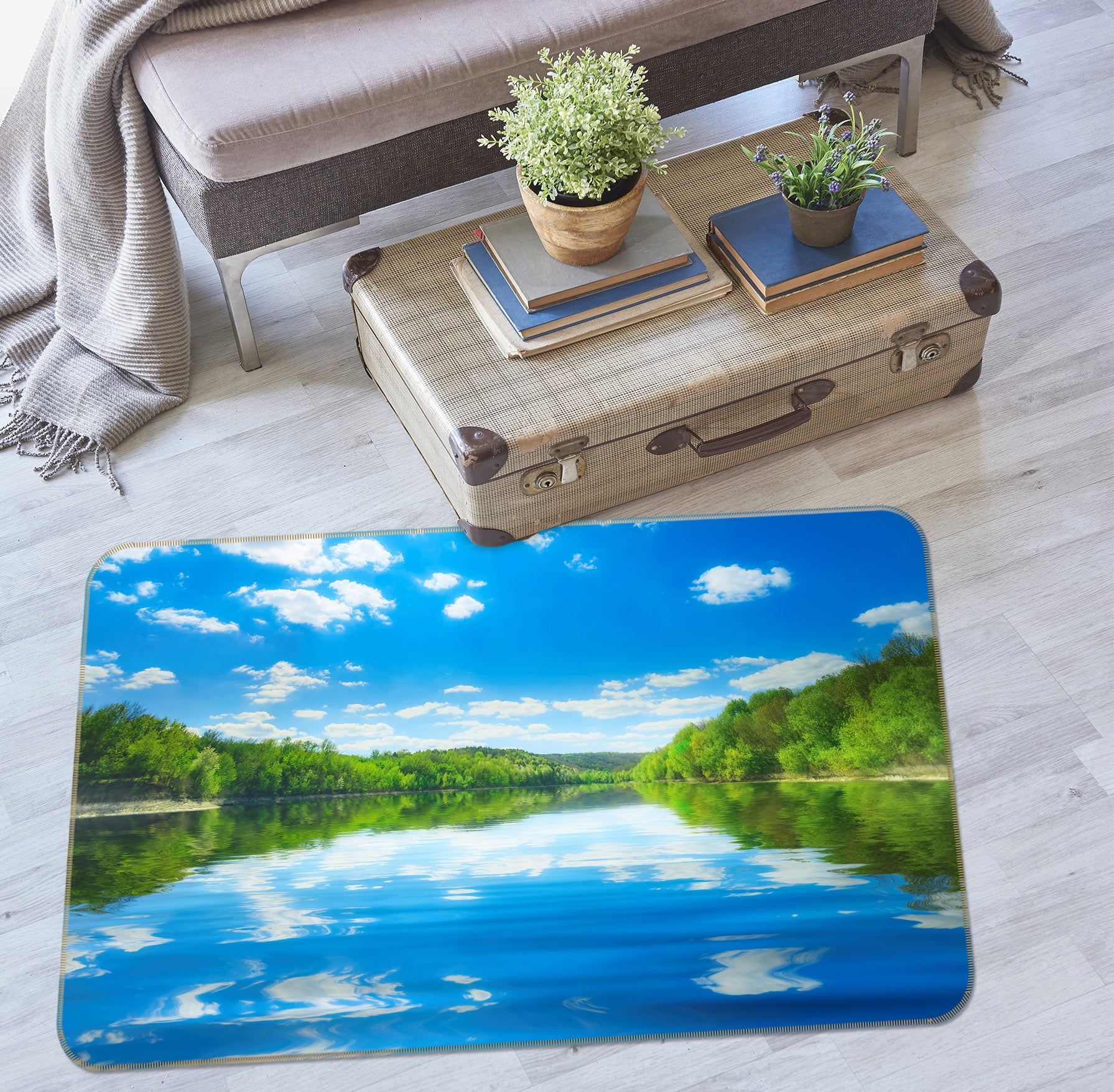 3D Sky Water Reflection 29166 Non Slip Rug Mat