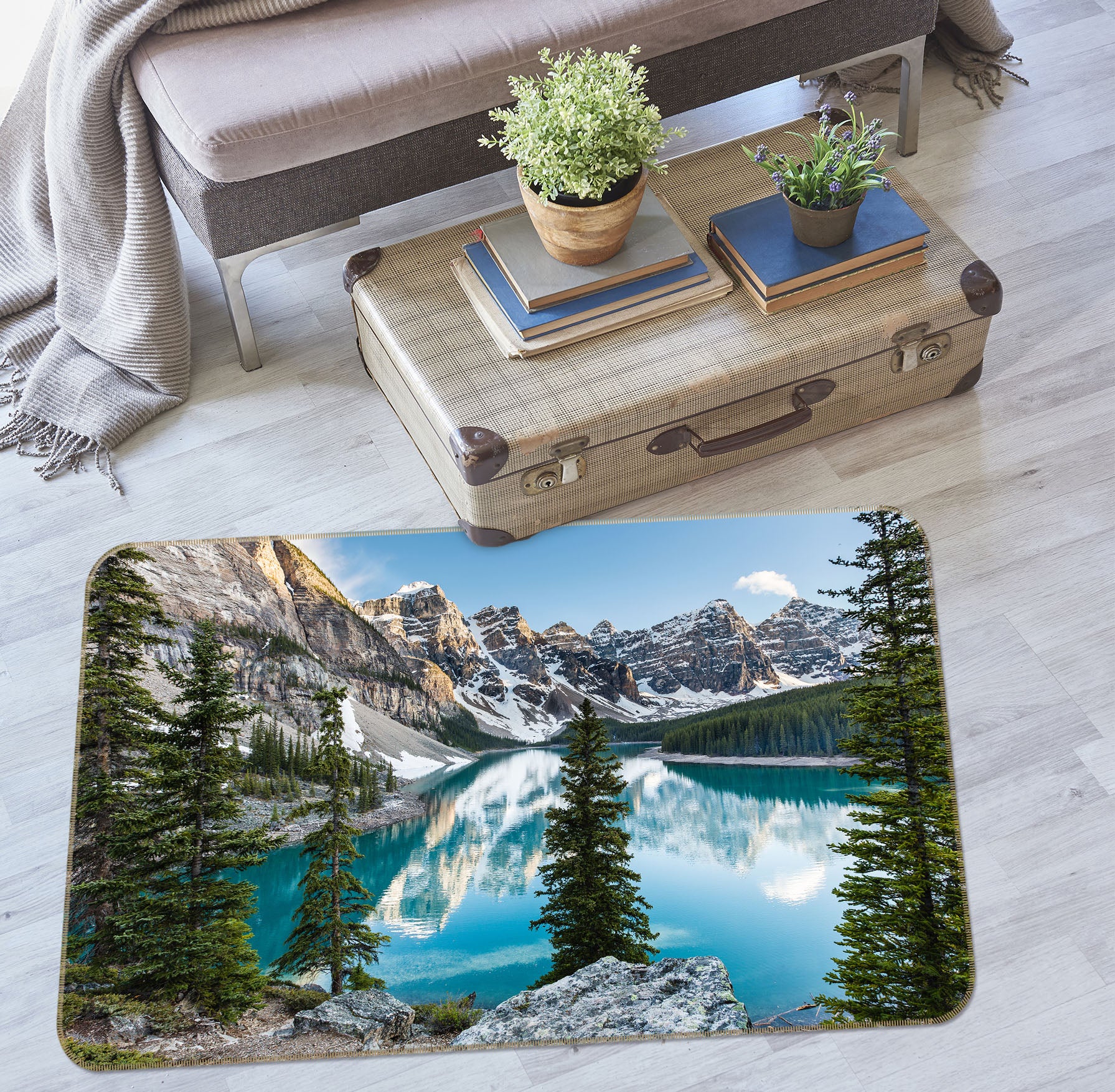 3D Snow Mountain Lake 35033 Non Slip Rug Mat