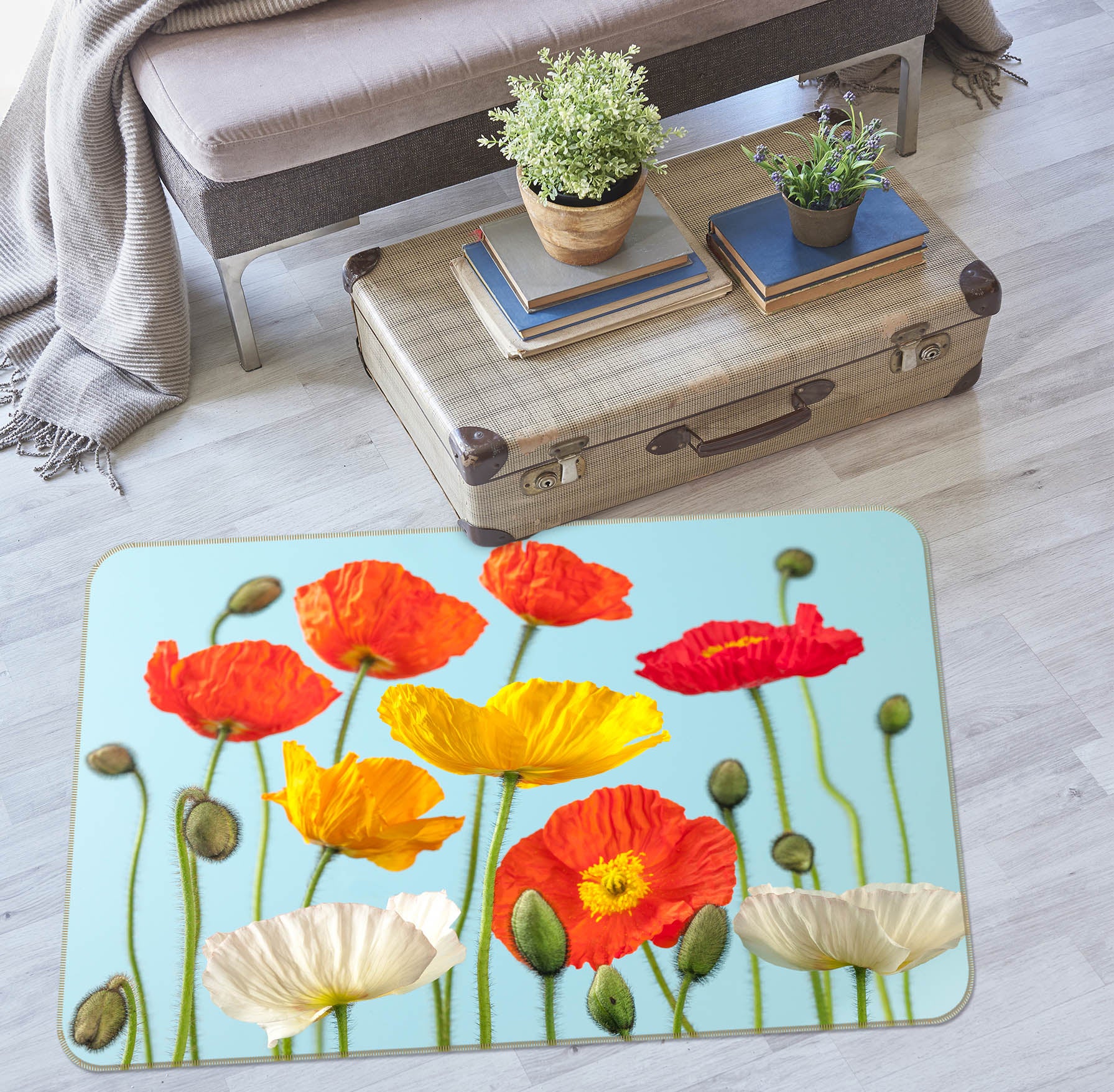 3D Flowers 83202 Assaf Frank Rug Non Slip Rug Mat