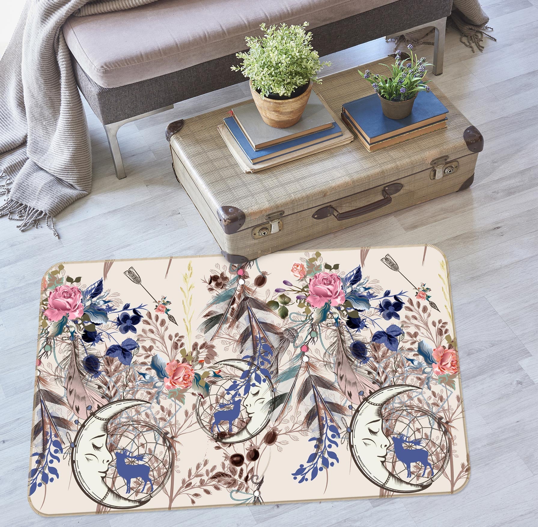 3D Flowers Dreamcatcher 37066 Non Slip Rug Mat