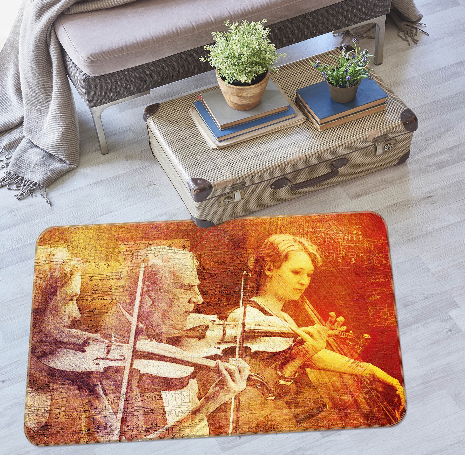 3D Play The Violin 31196 Non Slip Rug Mat
